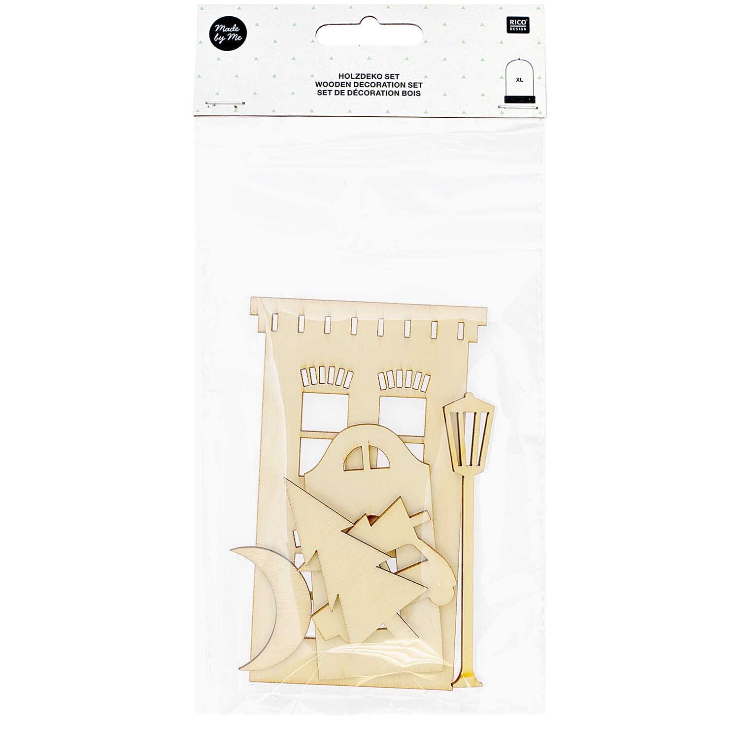 Holzdeko-Set Stadt für XL-Dekohaube 6-teilig von Rico Design