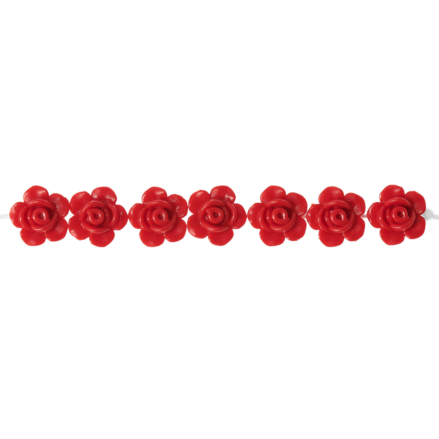 Itoshii Rosen Perlen in leuchtendem Rot, 12x7mm, 30 Stück, von Rico Design, in Blumenform.