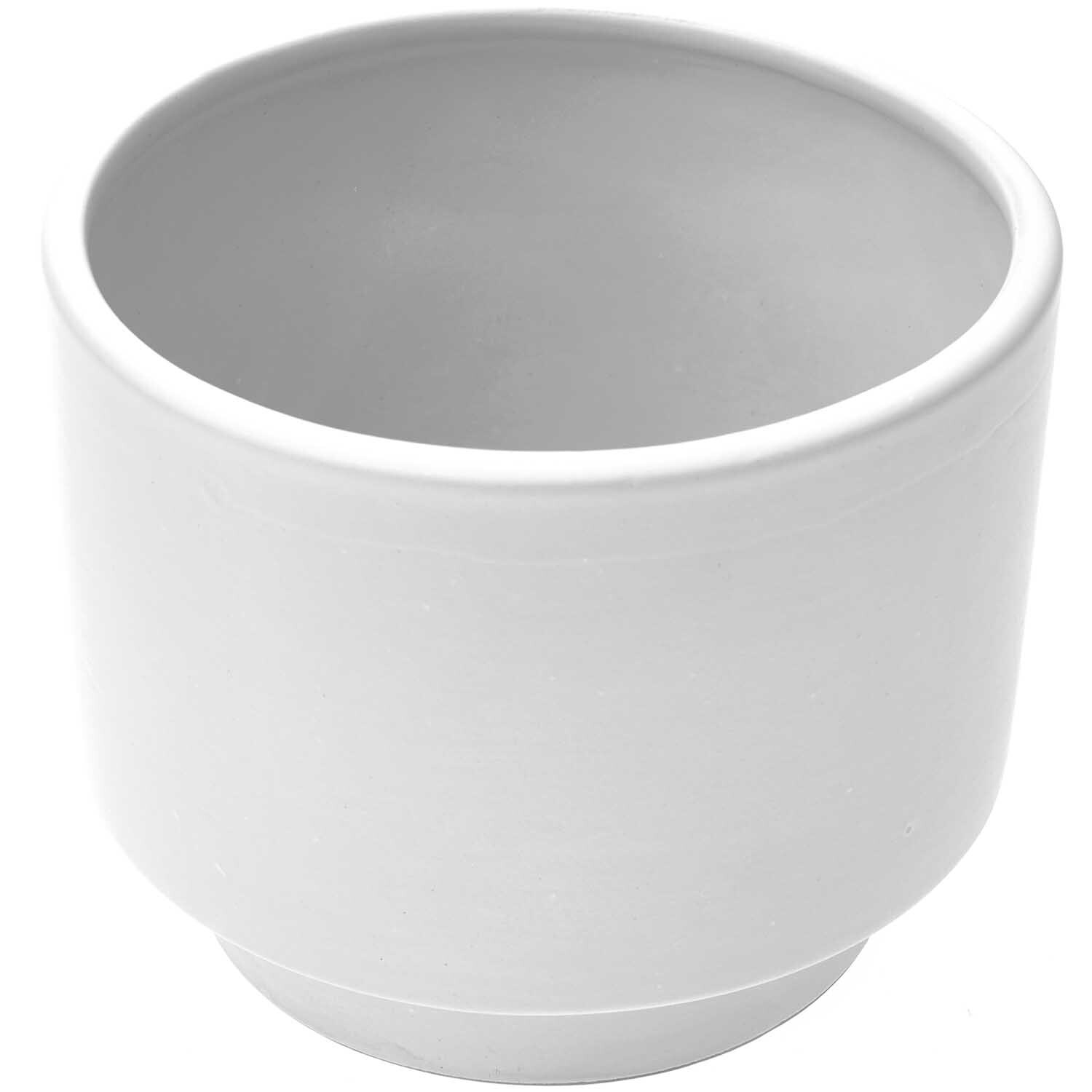 Keramik Topf 14x14x11cm von Rico Design, schlichtes Design, ideal für Pflanzen, weiß.