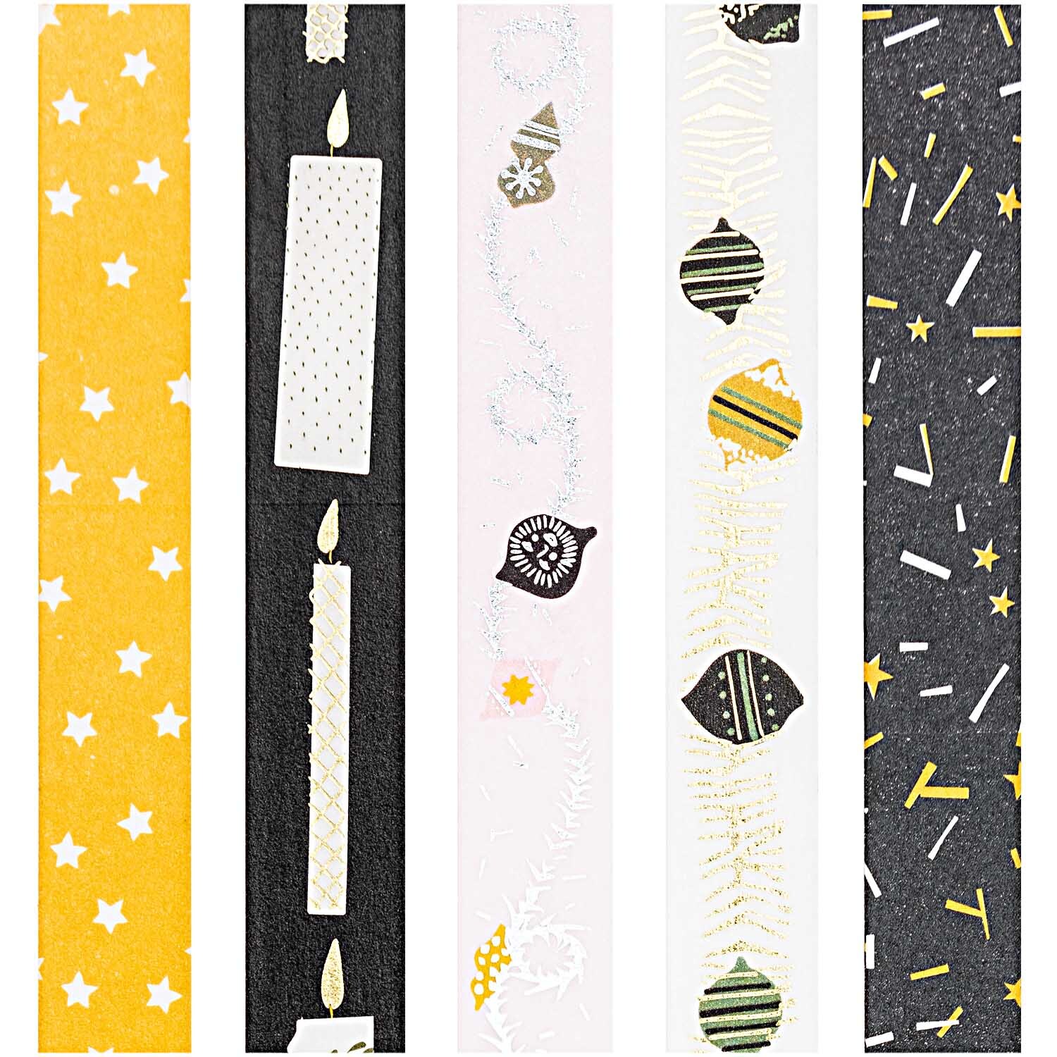 Paper Poetry Tape-Set Nostalgic Christmas schwarz 1,5cm 10m 5 Stück von Rico Design Paper Poetry Tape-Set Nostalgic Christmas mit fünf dekorativen Klebebändern in festlichen Designs und Farben, ideal für kreative Weihnachtsprojekte.