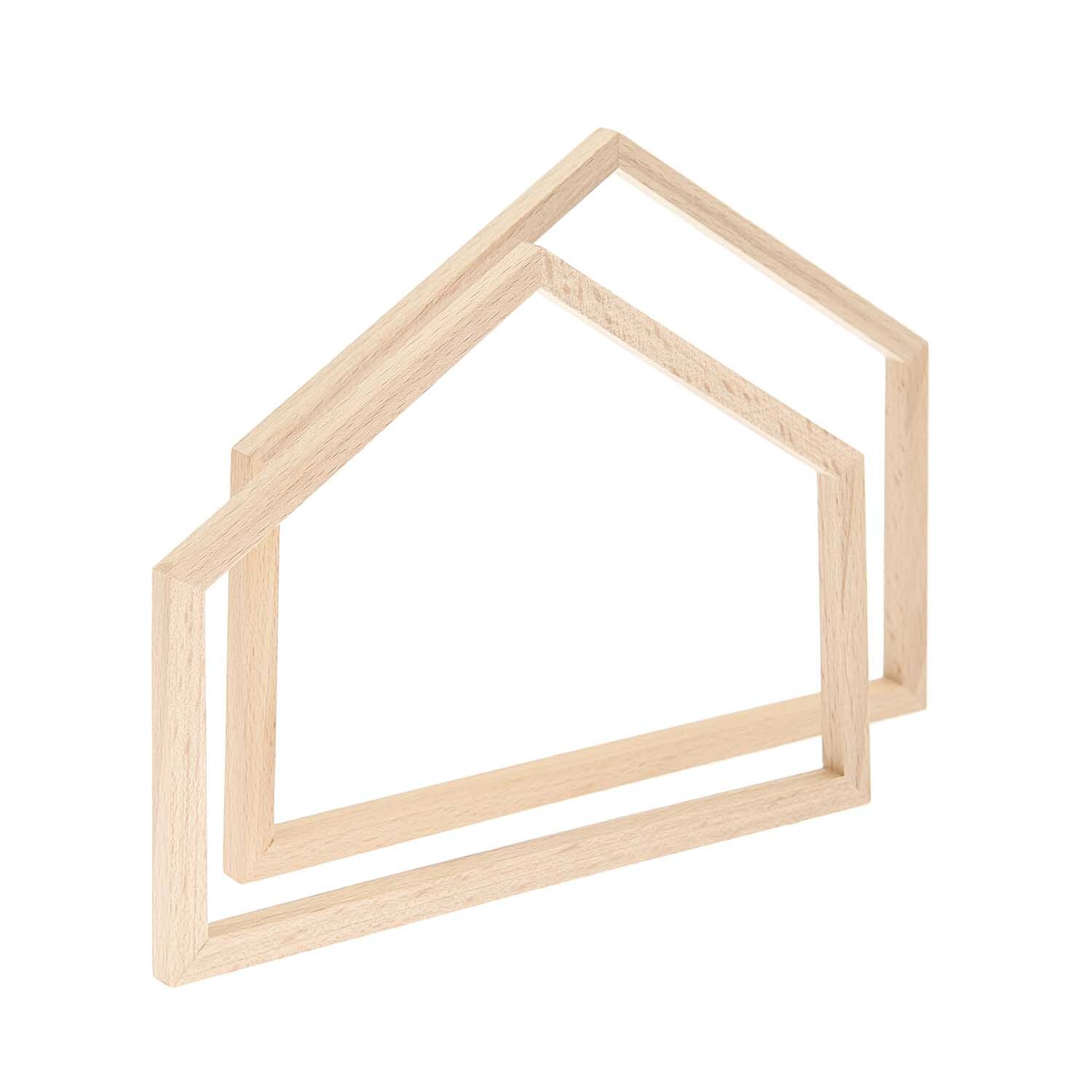Cadre décoratif Maison format paysage Taille 20x16,5cm from Rico Design Dekorahmen Haus Querformat von Rico Design: Zwei ineinander verschachtelte Holzrahmen in Hausform.