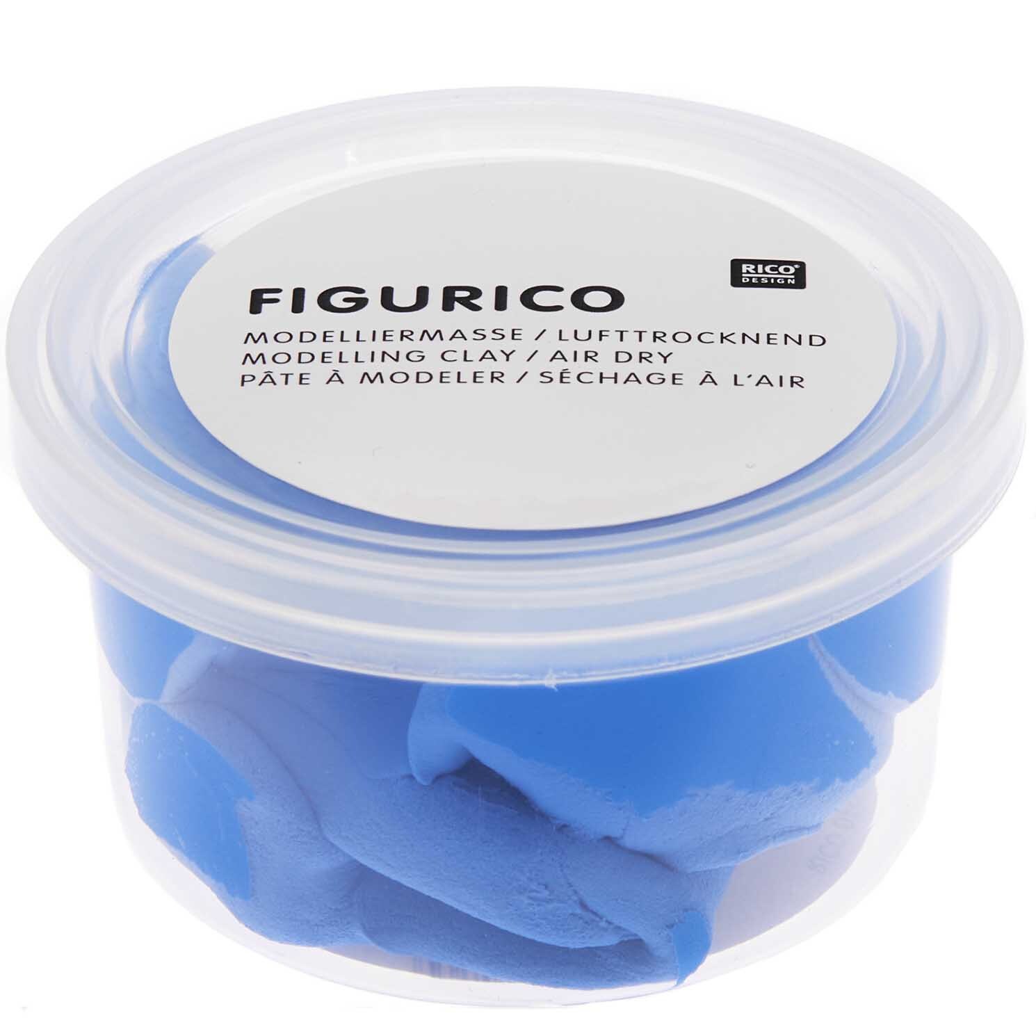 Figurico Modelliermasse 28g Farbe Blau von Rico Design Figurico Modelliermasse 28g in Blau von Rico Design, in einem transparenten Behälter, lufttrocknend.