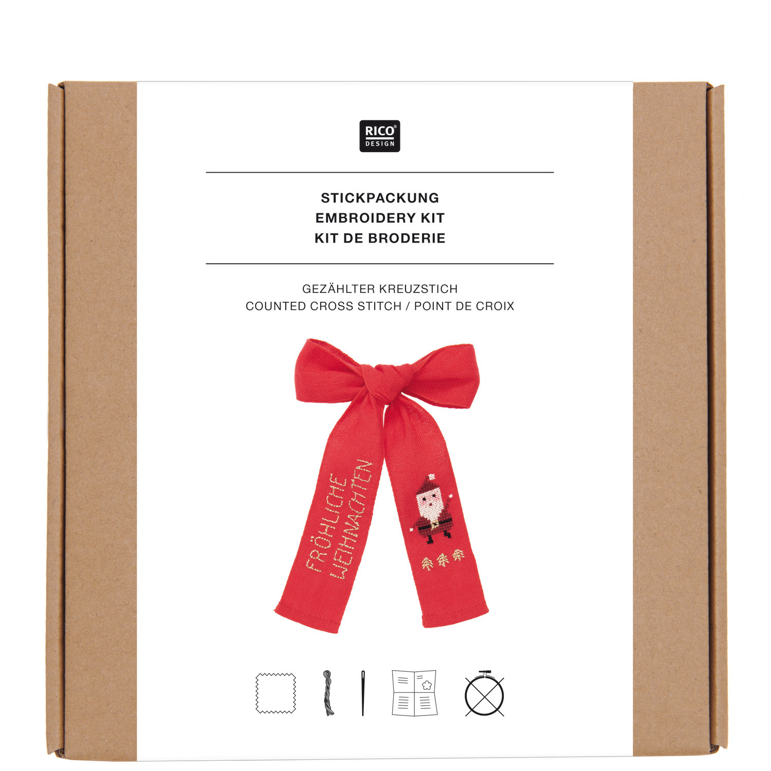 Stickpackung Schleife Nikolaus 12x19cm von Rico Design