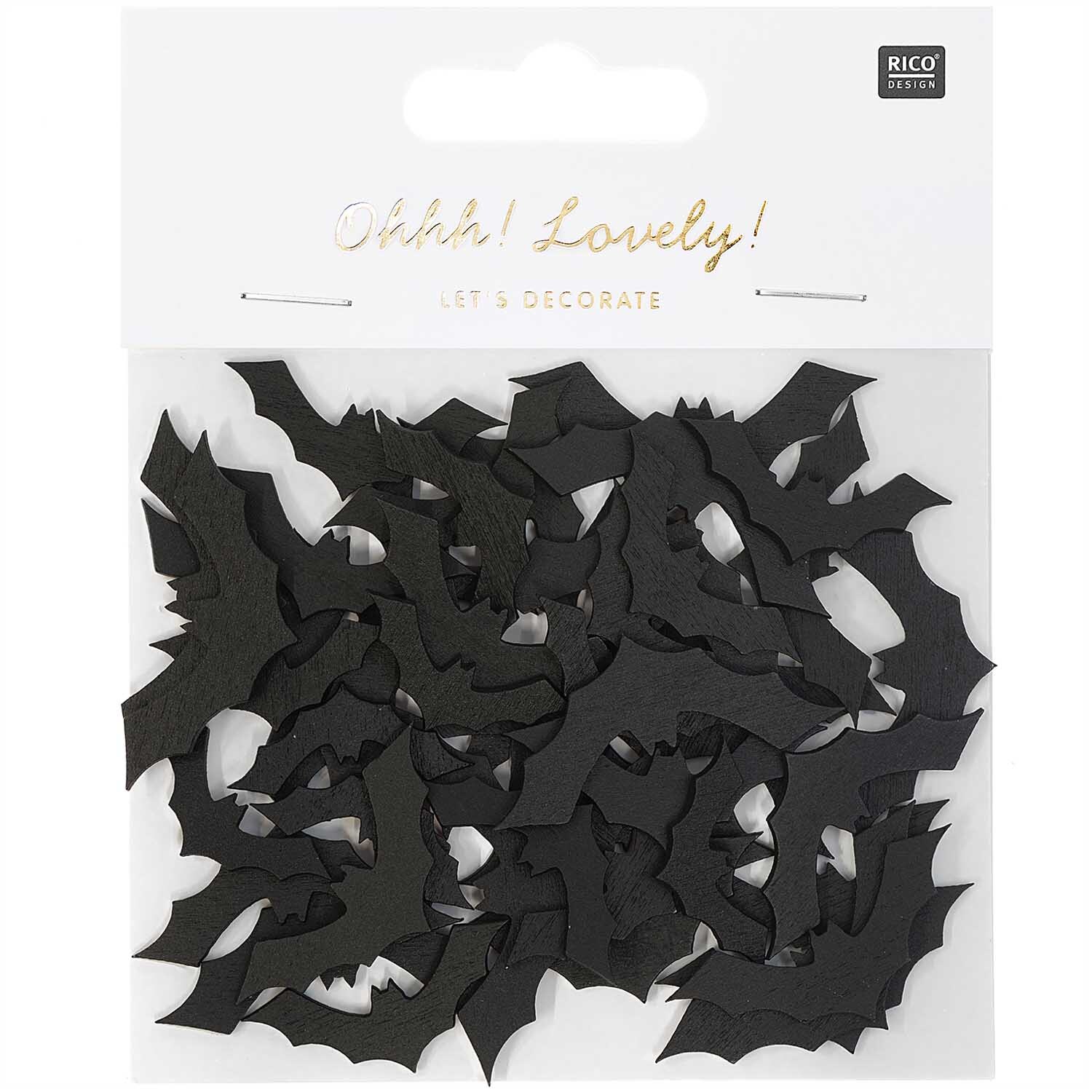 Holzstreu Fledermaus Mix schwarz 48 Stück von Rico Design