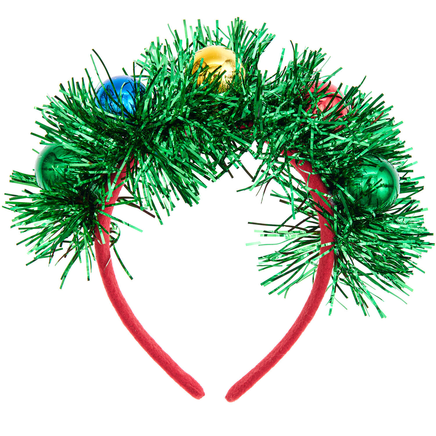 Haarreif Weihnachtskugeln von Rico Design: Ein festlicher Haarreif mit grünen Tannenzweigen und bunten Kugeln. Perfekt für die Weihnachtszeit.