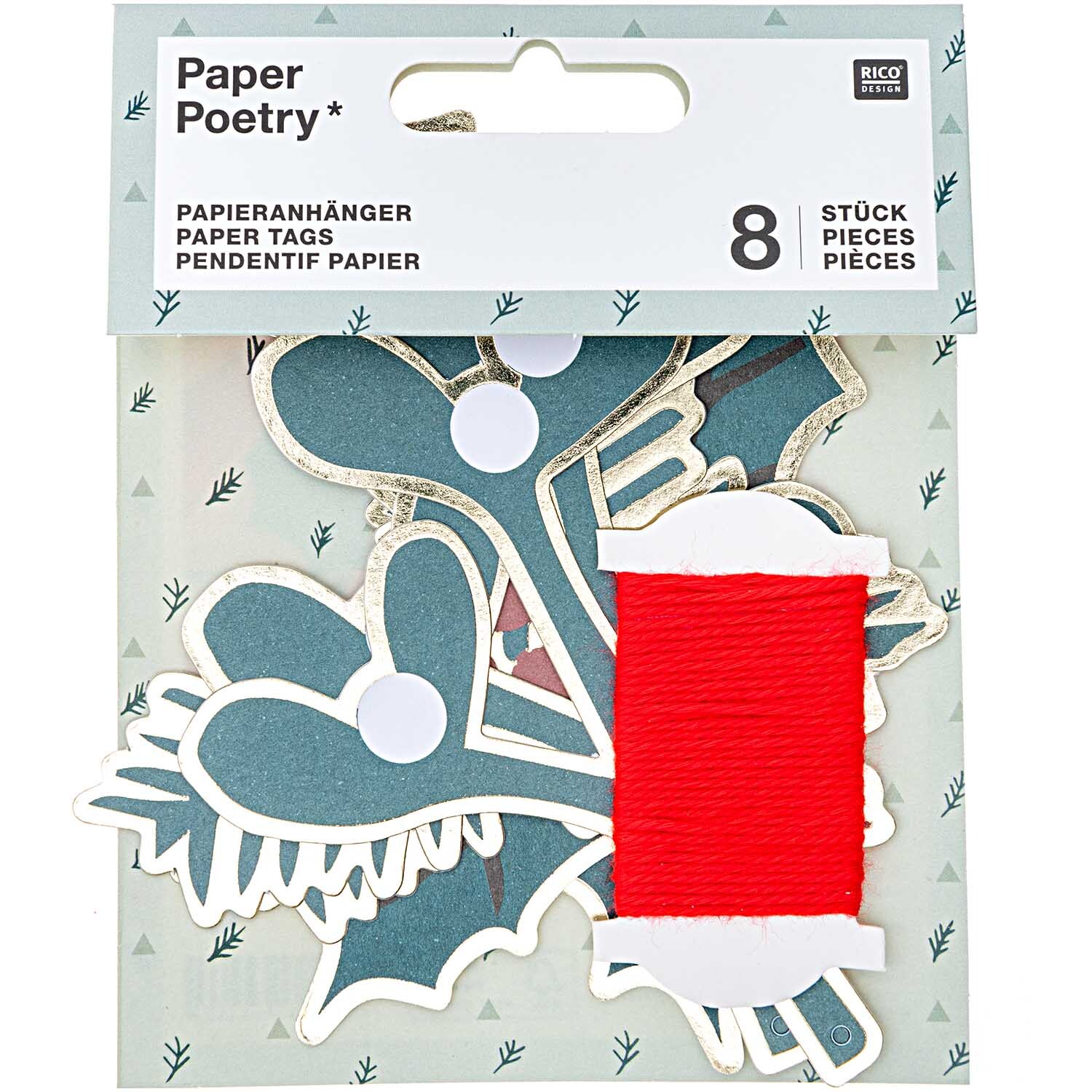 Paper Poetry Papieranhänger Mistelzweige Classic 8 Stück von Rico Design