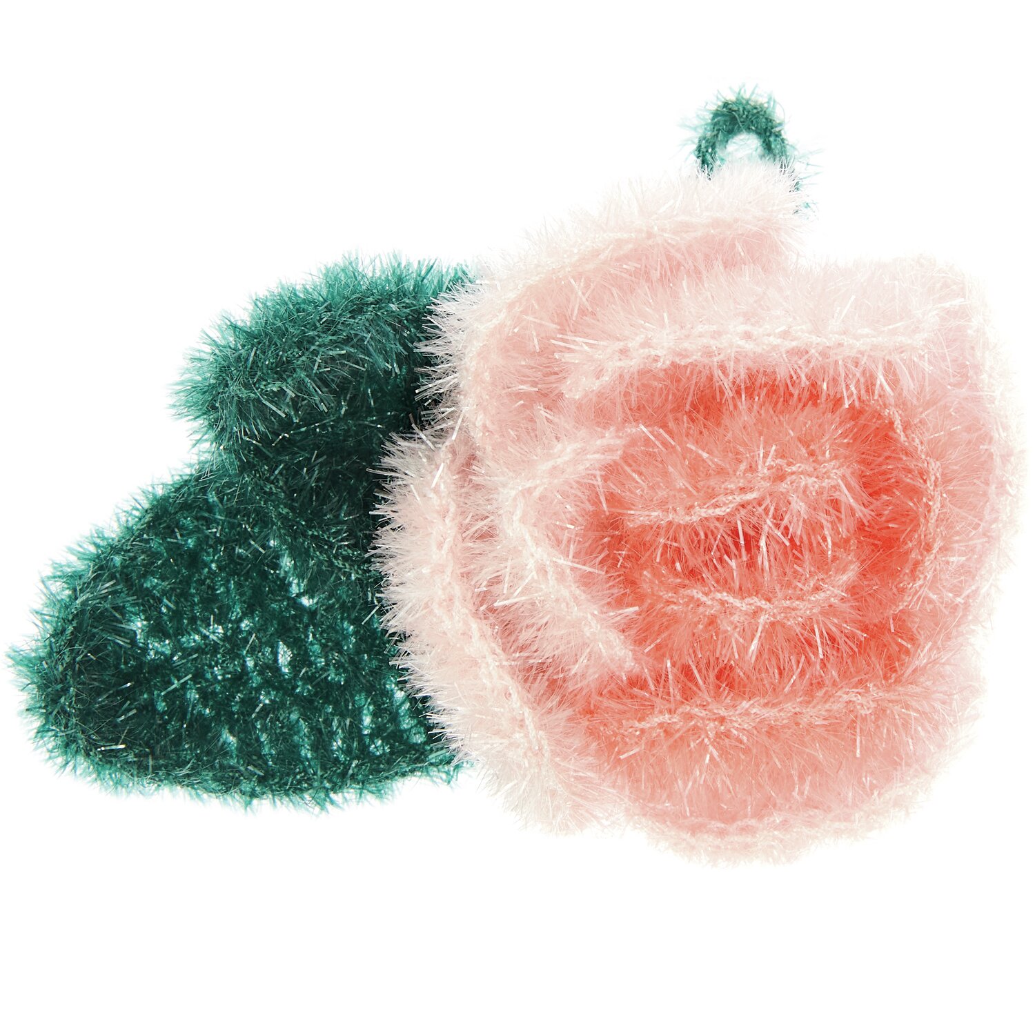 Häkelset Creative Bubble Rose Romantic von Rico Design Häkelset Creative Bubble Rose Romantic von Rico Design zeigt eine flauschige rosa Rose mit grünen Blättern.