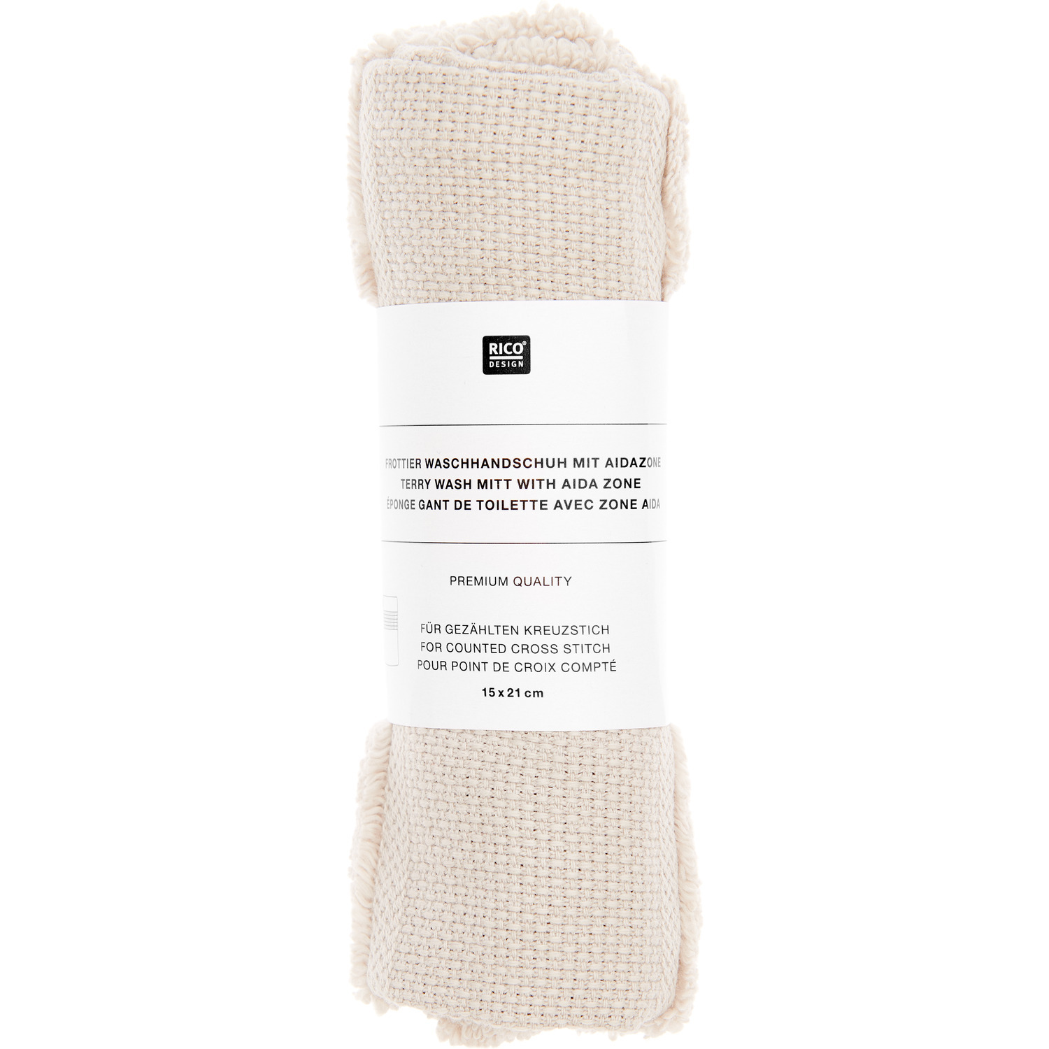 Gant de toilette 15x21cm, GOTS Couleur Beige clair from Rico Design