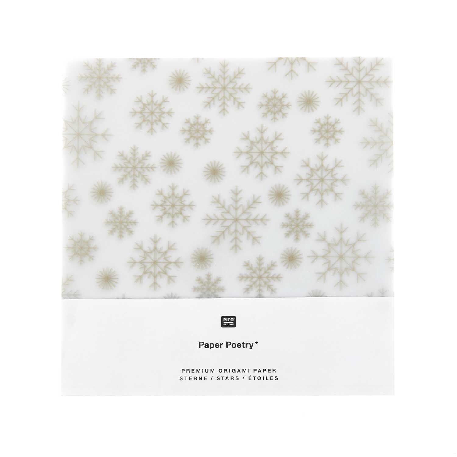 Paper Poetry Bascetta Origamipapier Schneeflocken Gold 32 Blatt von Rico Design