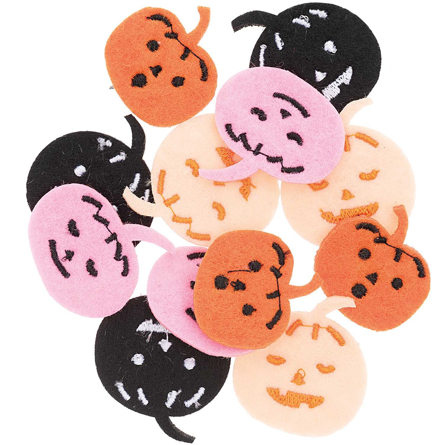 Filzstreu Kürbis Mix: Bunte Filzkürbisse in Orange, Schwarz und Rosa von Rico Design, ideal für Dekorationen.