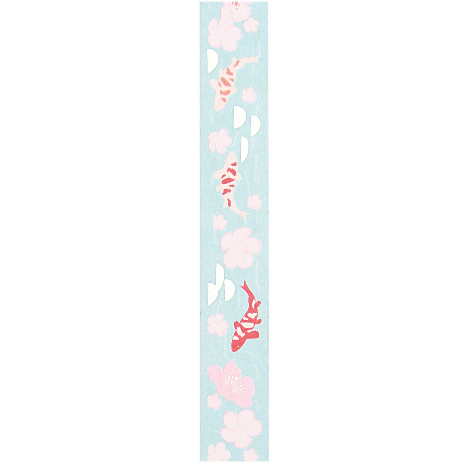Paper Poetry Tape Jardin Japonais zeigt Kois und Blumen in einem zarten, mehrfarbigen Design. Ideal für kreative Projekte.