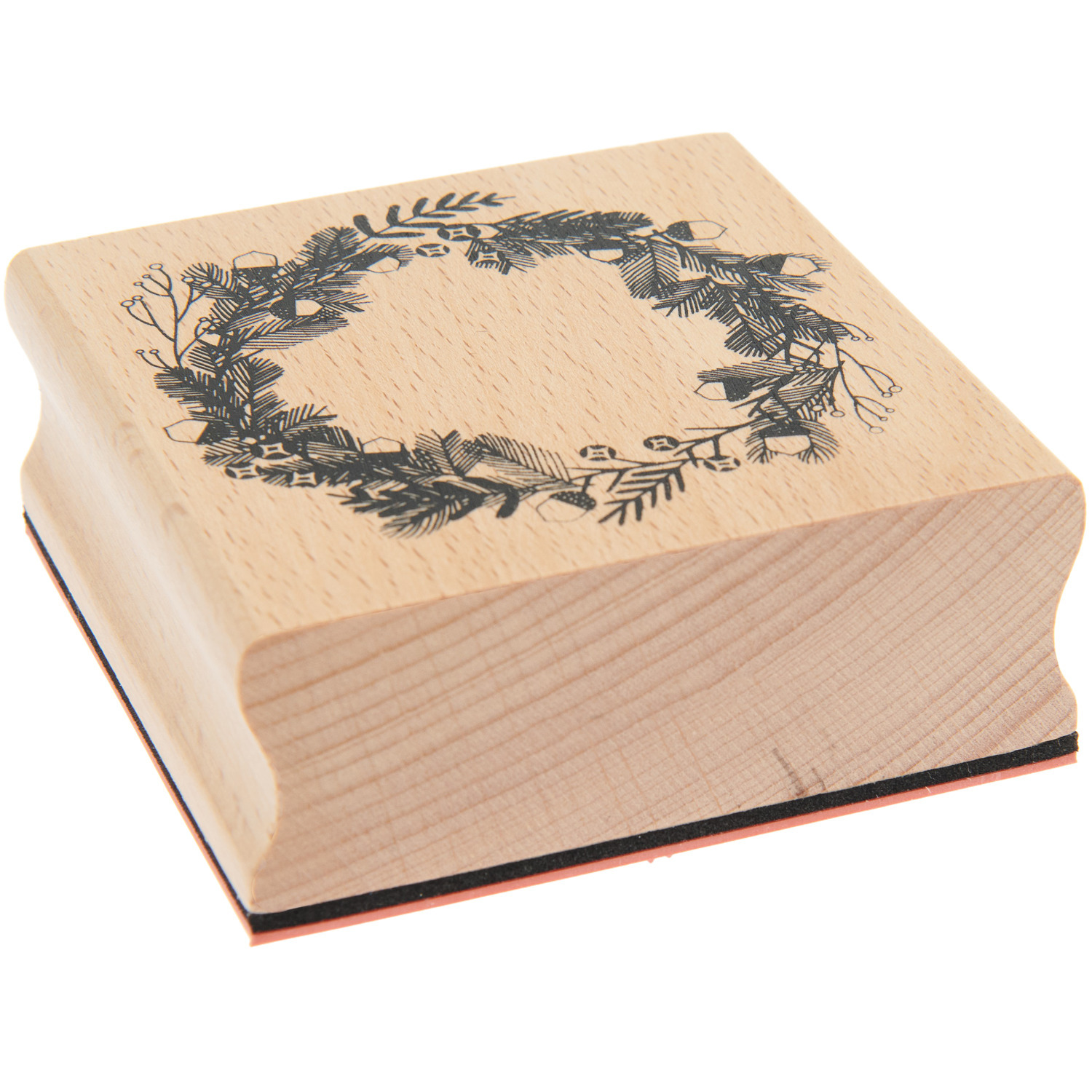 Paper Poetry Stempel Put a Bow on It Tannenkranz, Holz, quadratisch, 70x70mm, dekorativer Kranz.