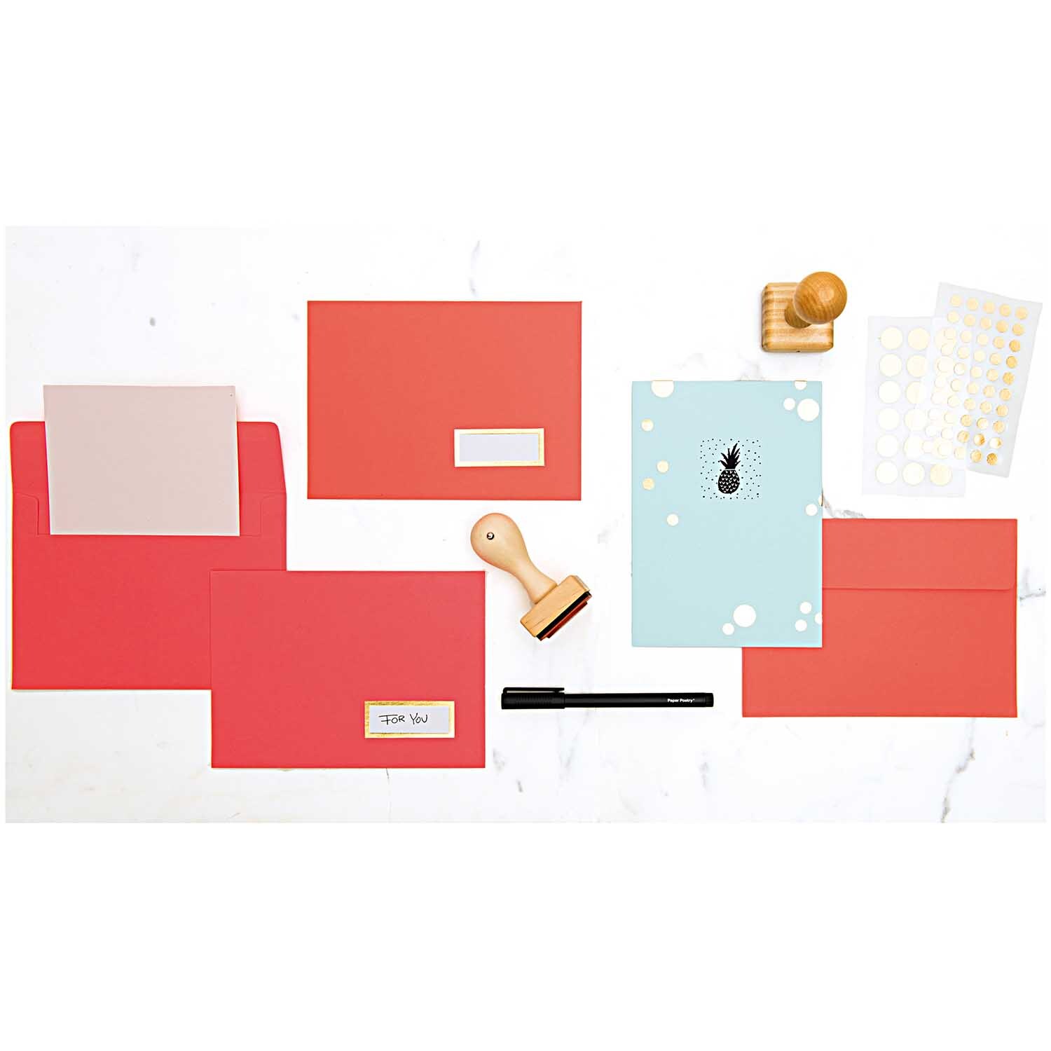 Paper Poetry Kartenset rot-mint 46-teilig von Rico Design