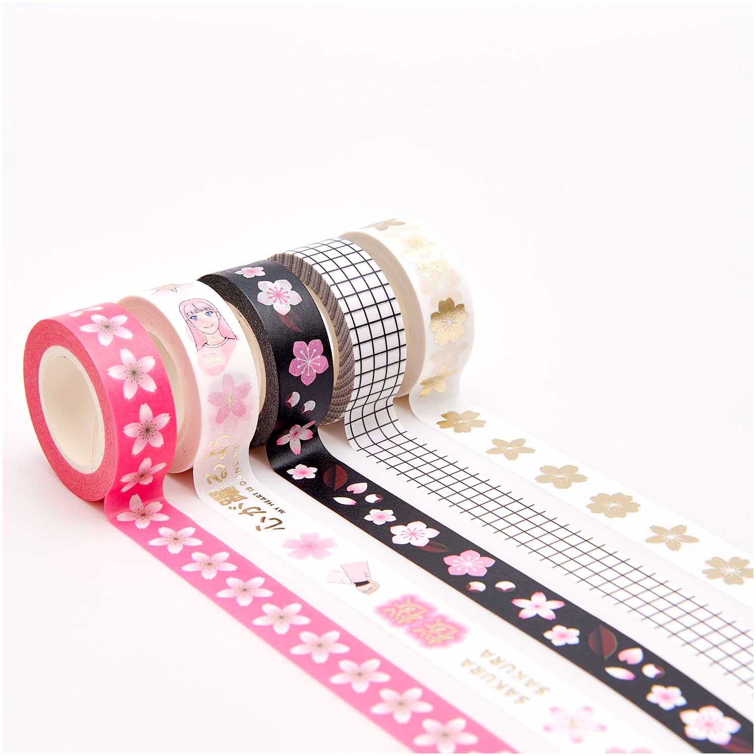 Paper Poetry Tape Set Manga 5-teilig von Rico Design Paper Poetry Tape Set Manga, 5-teilig, zeigt mehrfarbige Washi-Tapes mit floralen Mustern.