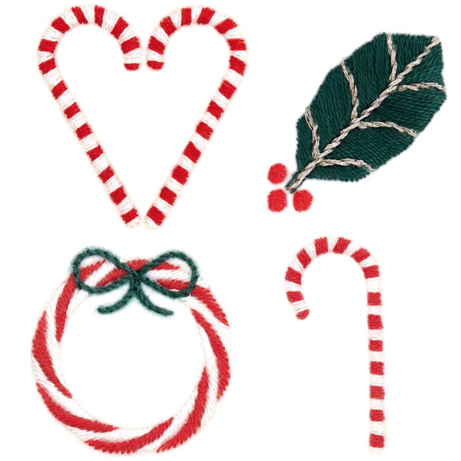 Stick and Stitch Stickpackung Zuckerstange zeigt rote und weiße Stickmuster von Rico Design.