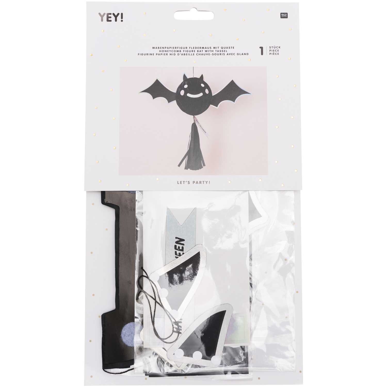 Wabenpapierfigur mit Quaste Fledermaus 66,5x51cm von Rico Design