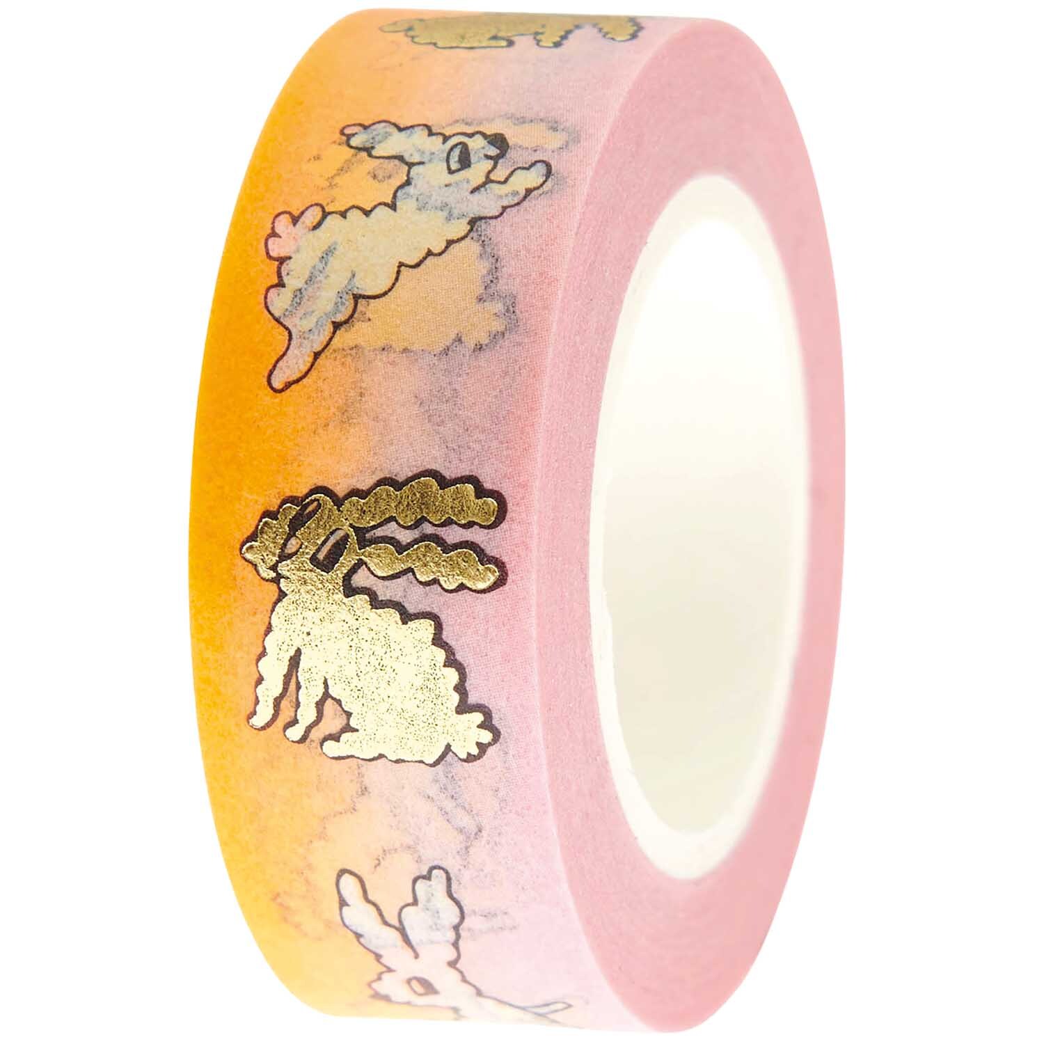 Paper Poetry Tape Futschikato Hasen mit Hasenmotiv auf buntem Hintergrund, 1,5 cm breit, 10 m lang. Ideal für kreative Bastelprojekte.