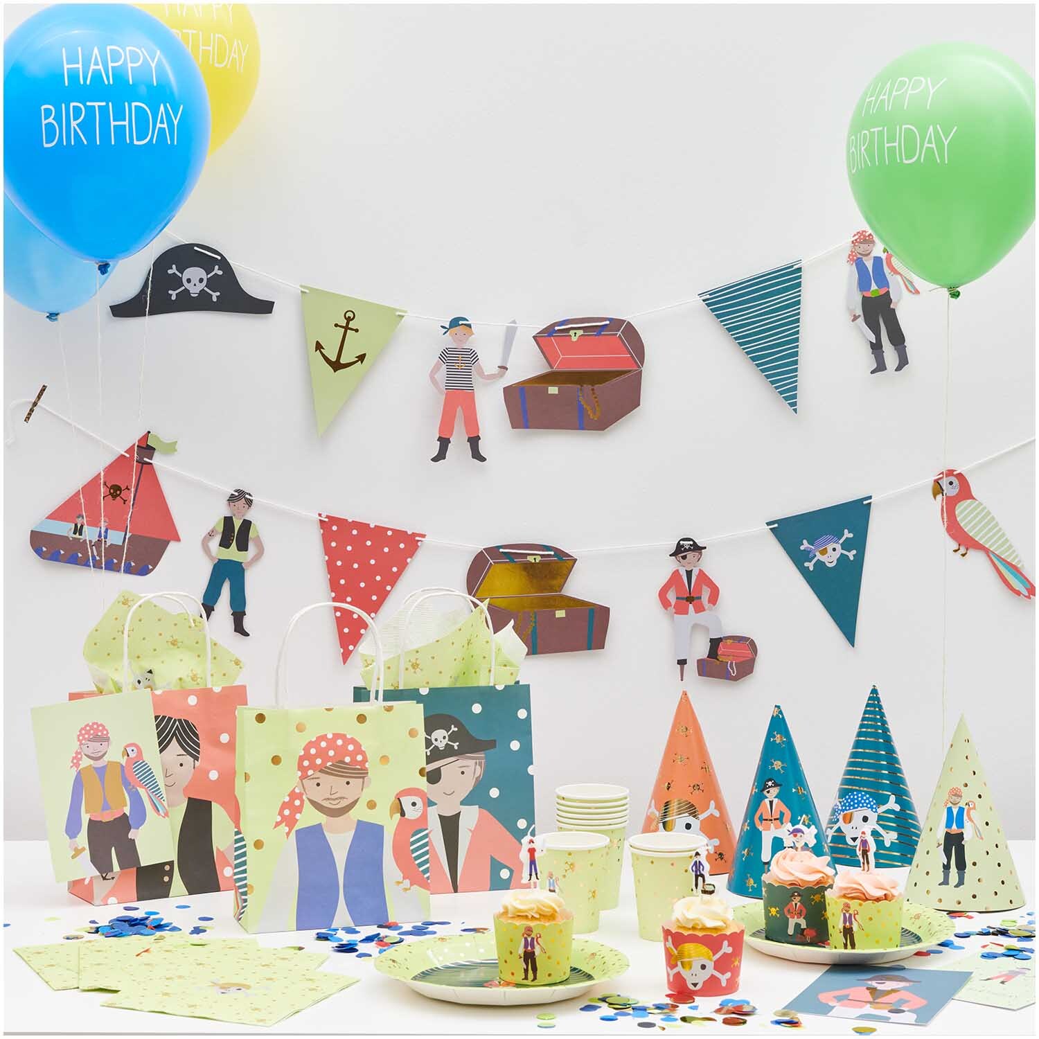 Serviette Pirat 33x33cm 20 Stück von Rico Design Serviette Pirat 33x33cm 20 Stück: Bunte Partydekoration mit Piratenmotiven, Luftballons und Girlanden. Ideal für Kindergeburtstage.