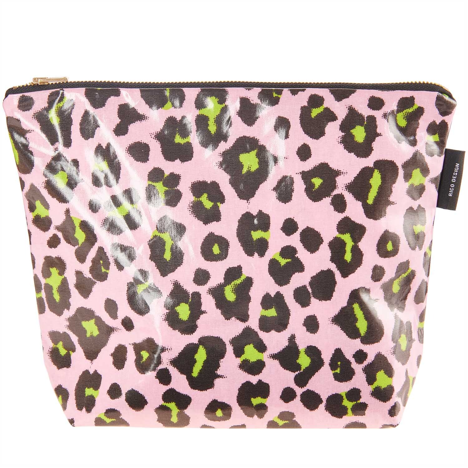 Kosmetiktasche Acid Leo mit Leopardenmuster, 28x21x9cm, von Rico Design, ideal für Reisen.