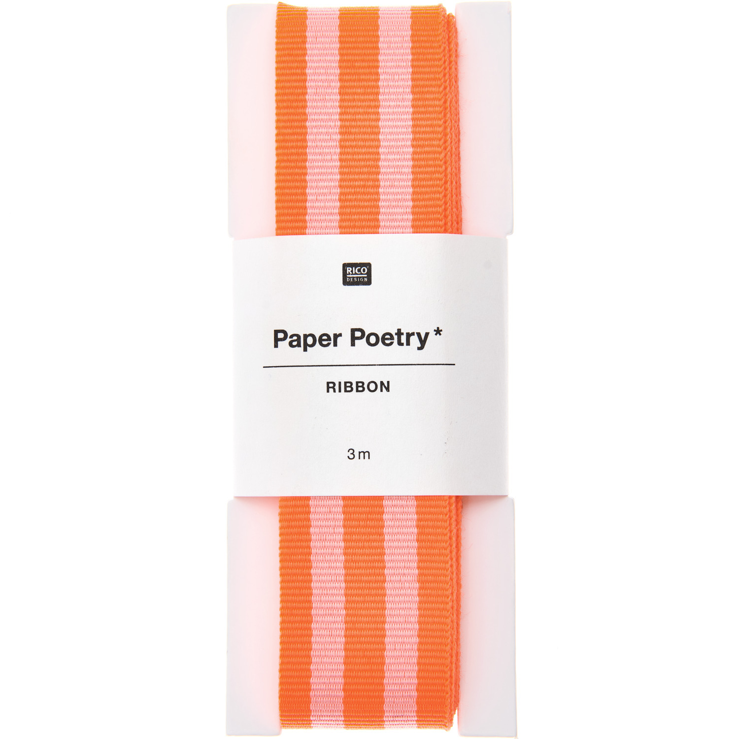 Paper Poetry ruban à tisser Duo rayures néon  25mmx3m Couleur Rouge/Rose from Rico Design