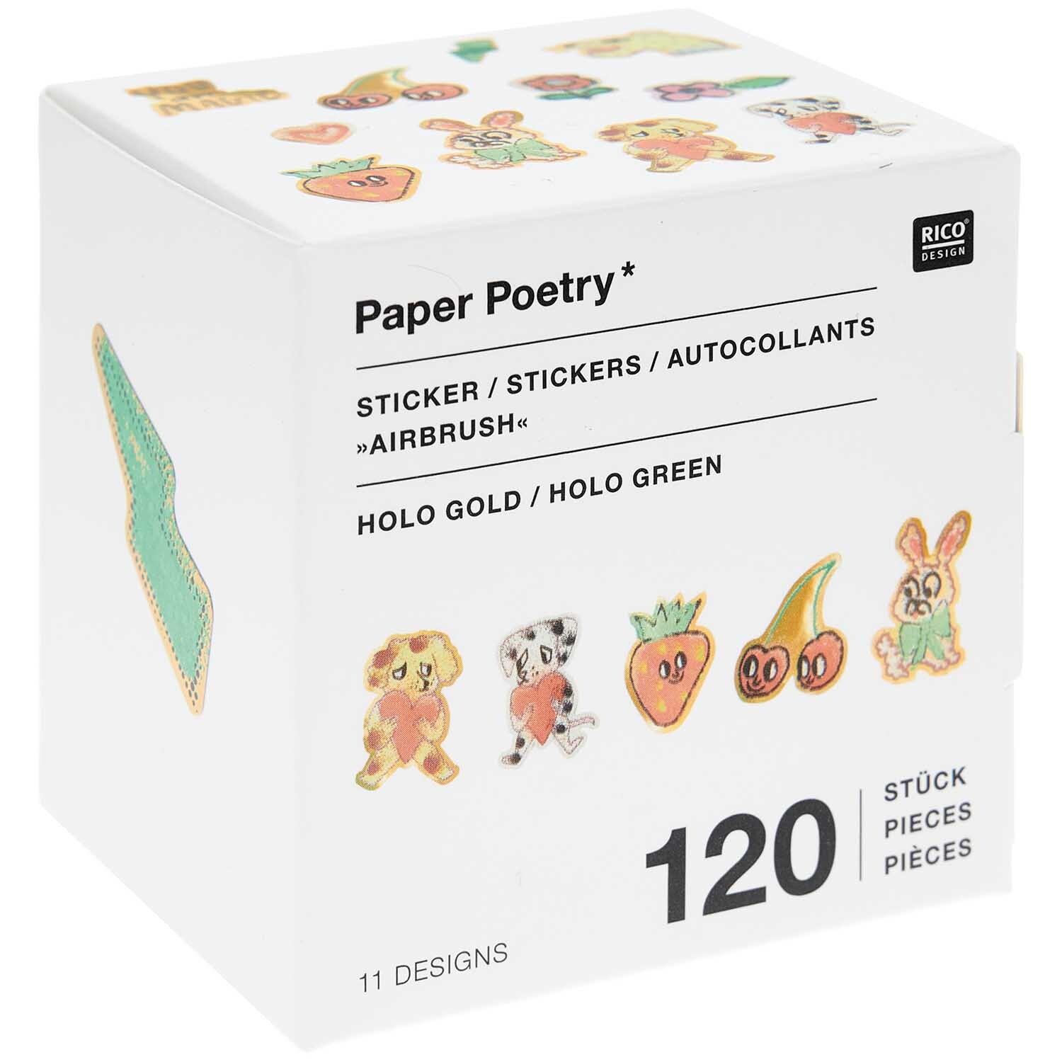 Paper Poetry Sticker Airbrush Ø 5cm 120 Stück auf der Rolle von Rico Design