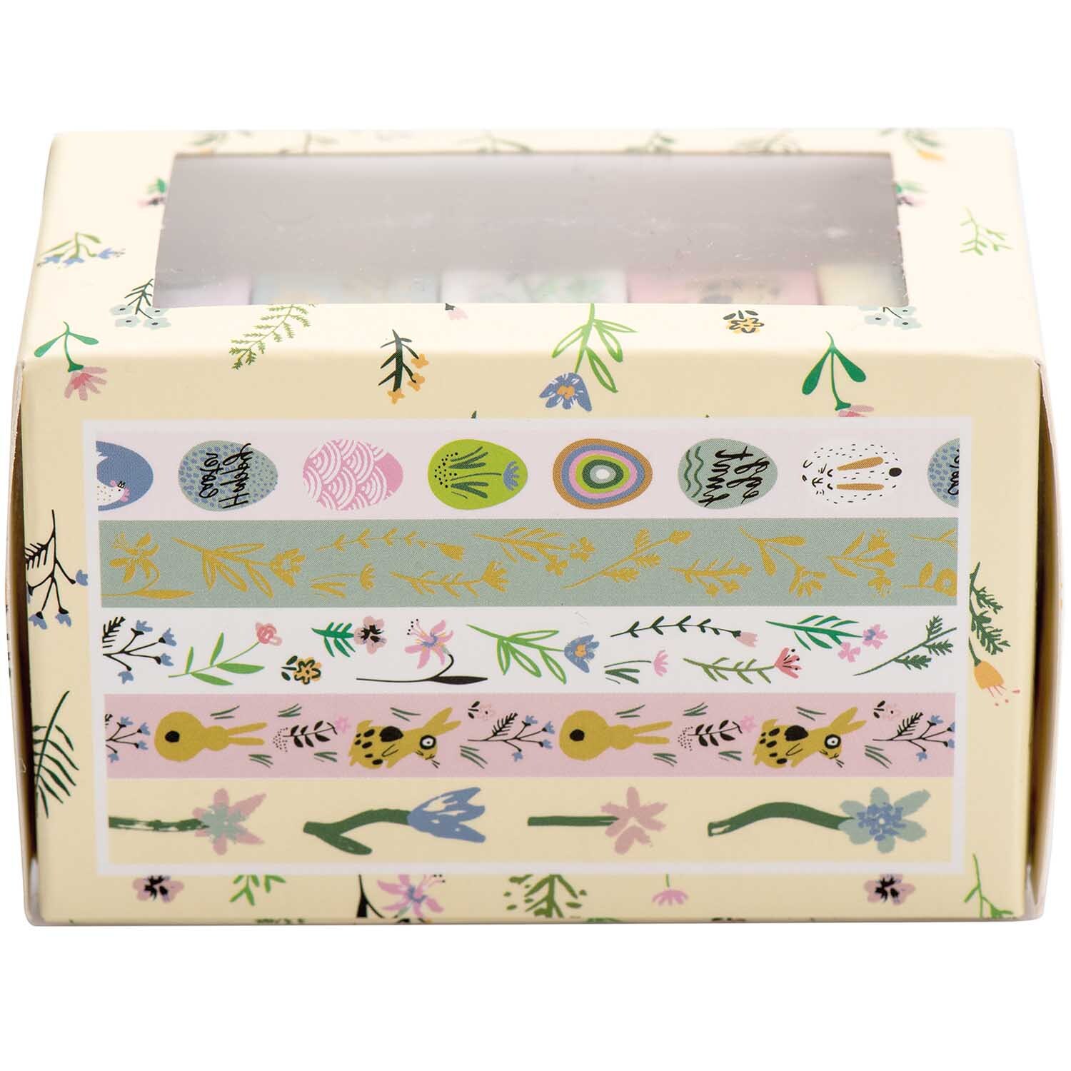 Paper Poetry Tape Set Bunny Hop 5-teilig von Rico Design Paper Poetry Tape Set Bunny Hop, 5-teilig von Rico Design, zeigt bunte, florale Muster auf dekorativen Klebebändern in einer Box.