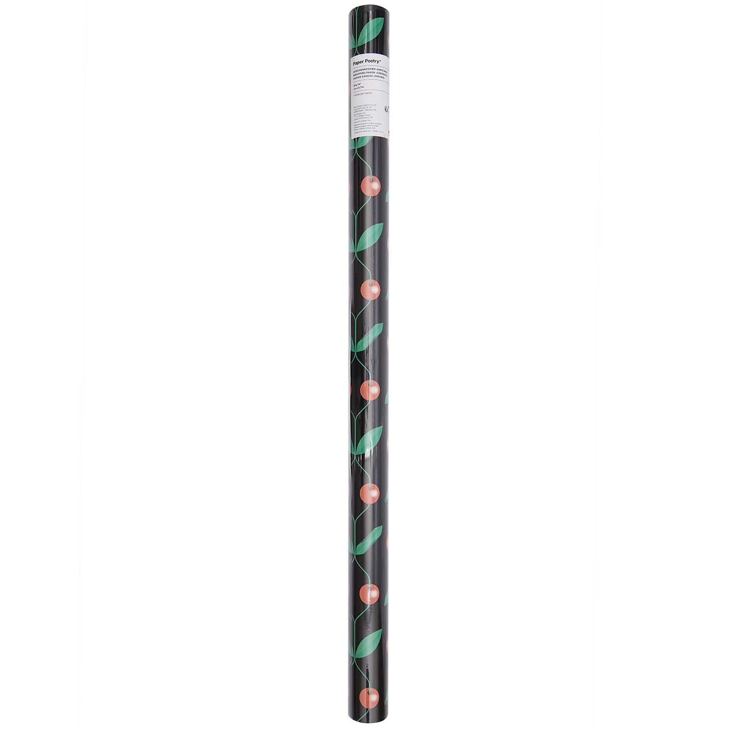 Paper Poetry Geschenkpapier Kirschen schwarz 200x70cm 80g/m² von Rico Design