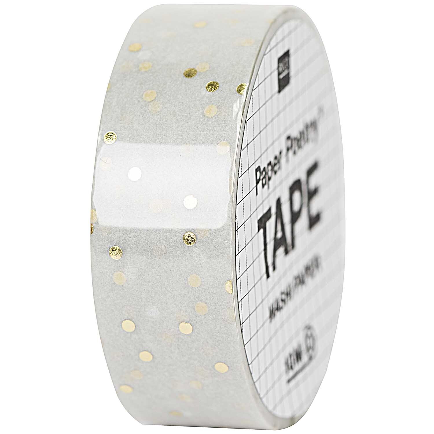 Paper Poetry Tape Punkte grau-gold 1,5cm 10m von Rico Design