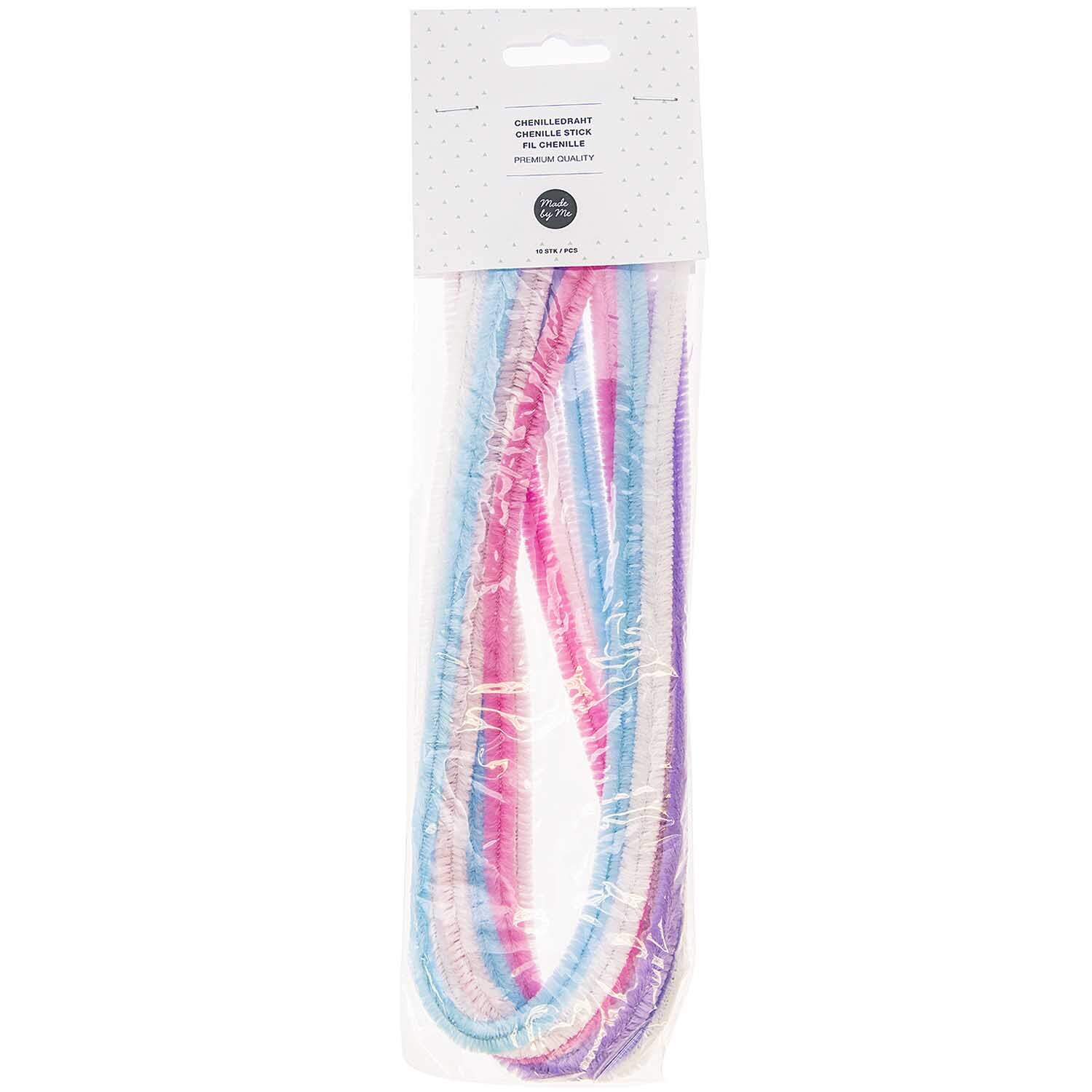 Chenilledraht-Mix 50cm 10 Stück von Rico Design in Pastellfarben, verpackt in einer transparenten Hülle. Ideal für kreative Bastelprojekte.
