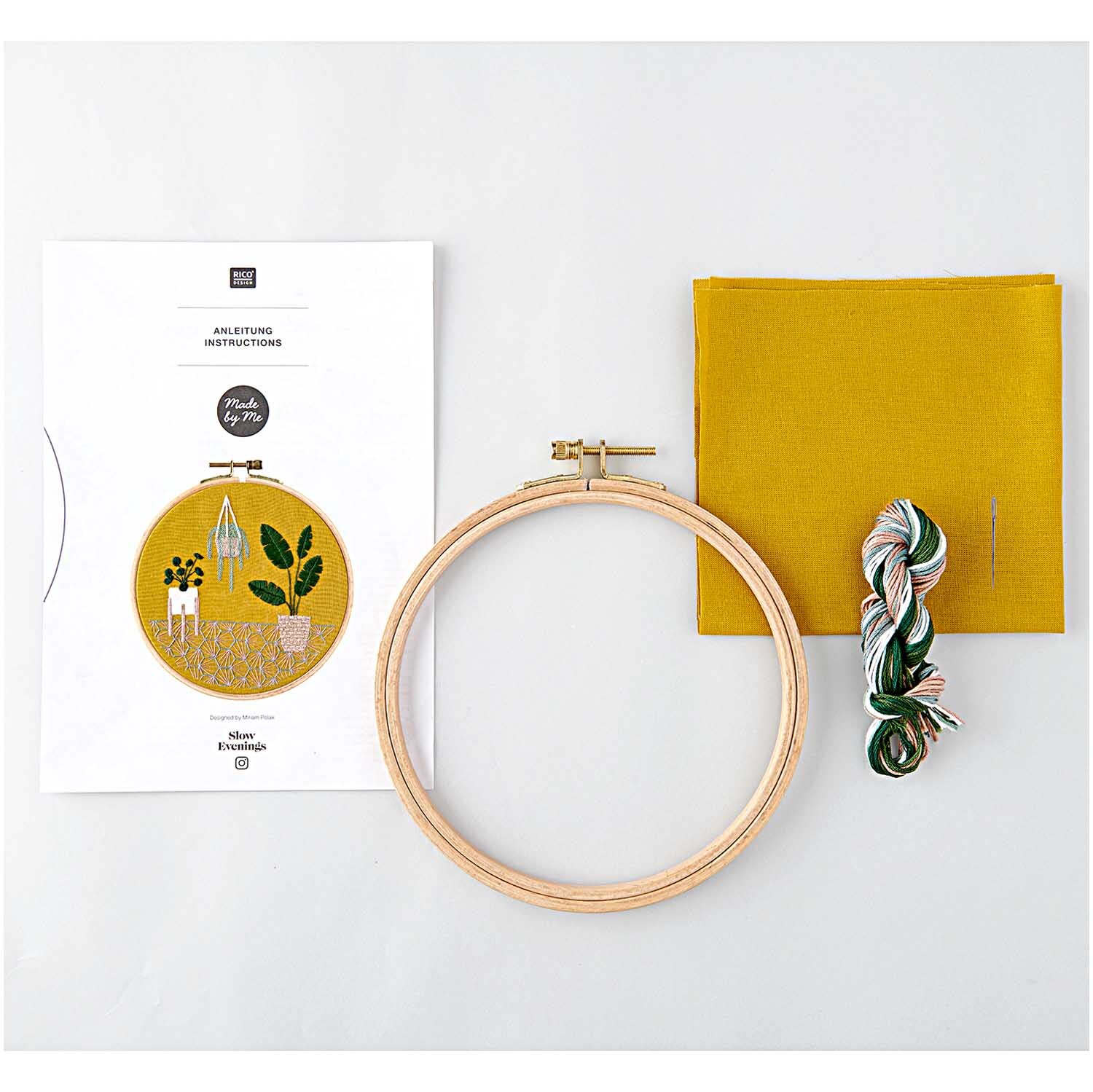 Paquet à broder Slow Evenings Urban Jungle image Ø 15,5cm from Rico Design Stickpackung Slow Evenings Urban Jungle mit Stickrahmen, gelbem Stoff und Garn von Rico Design. Ideal für kreative Handarbeiten.