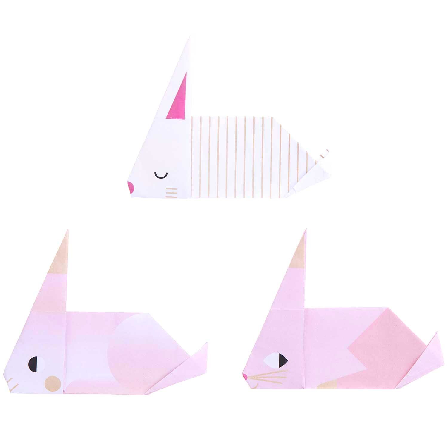 Paper Poetry Origami Hasen 15x15cm 30 Blatt von Rico Design Paper Poetry Origami Hasen in Rosa, 15x15cm, 30 Blatt. Drei gefaltete Hasen aus Papier.