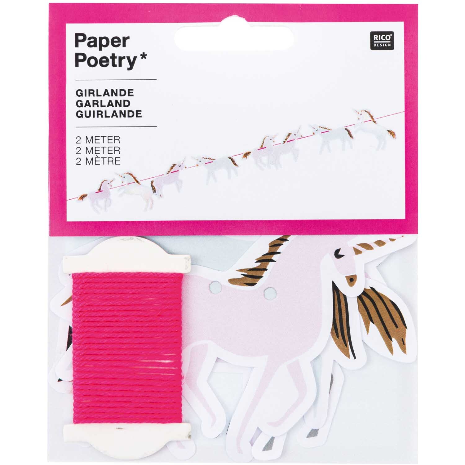 Paper Poetry Girlande Wonderland Einhorn 8 Stück 2m von Rico Design