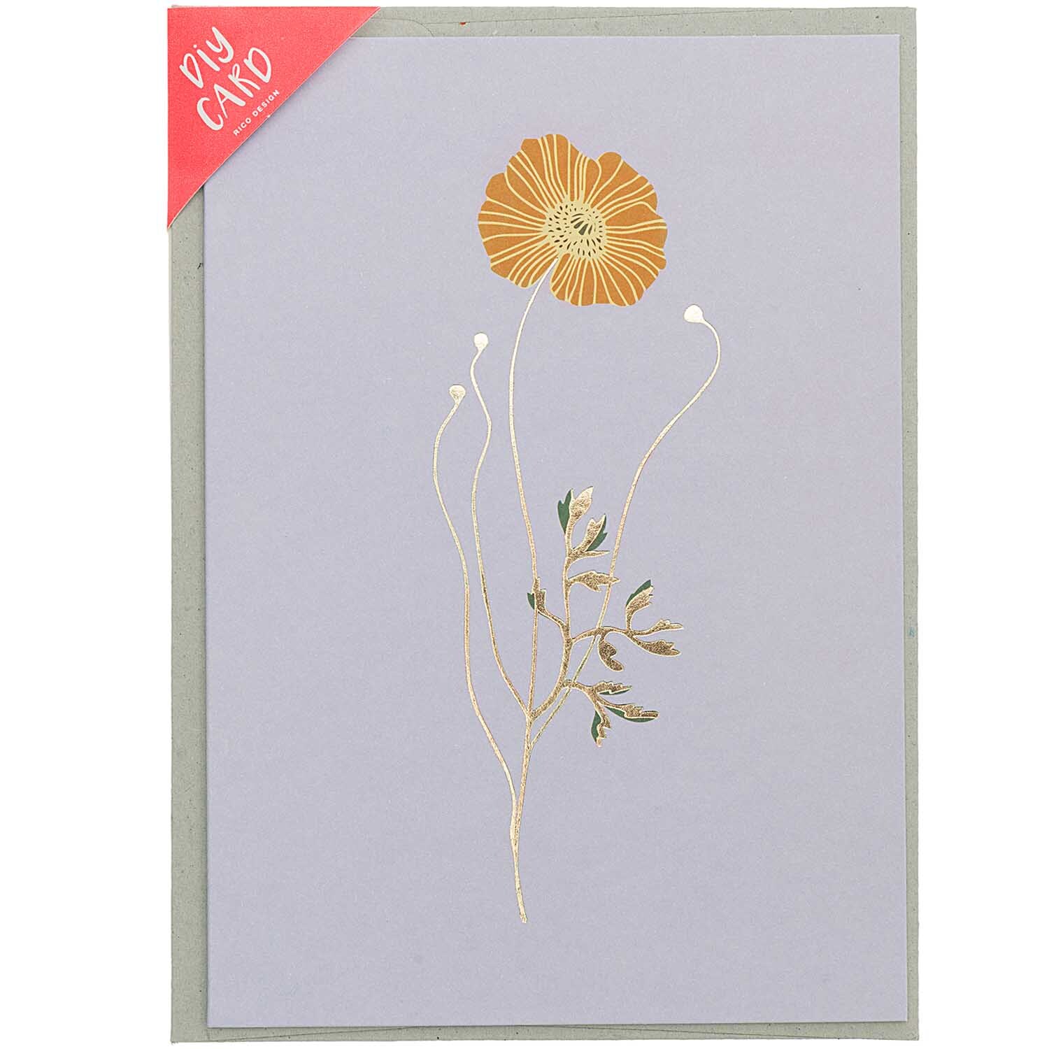 Paper Poetry Grußkartenset Goldmohn flieder von Rico Design