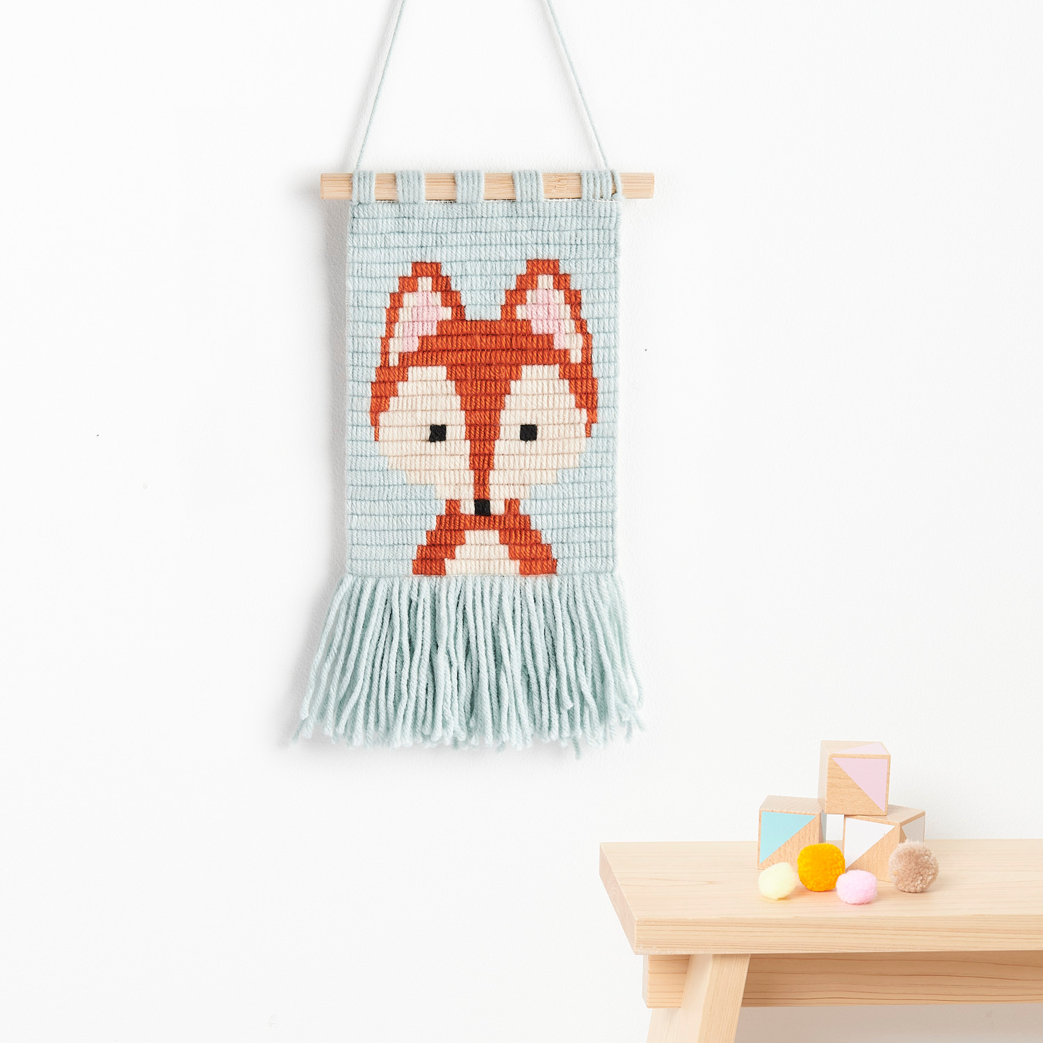 Kit de broderie Longstitch renard 18x30cm from Rico Design Longstitch Stickpackung Fuchs, Wandbehang mit Fuchsmotiv in Pastelltönen, 18x30cm, dekorativ.