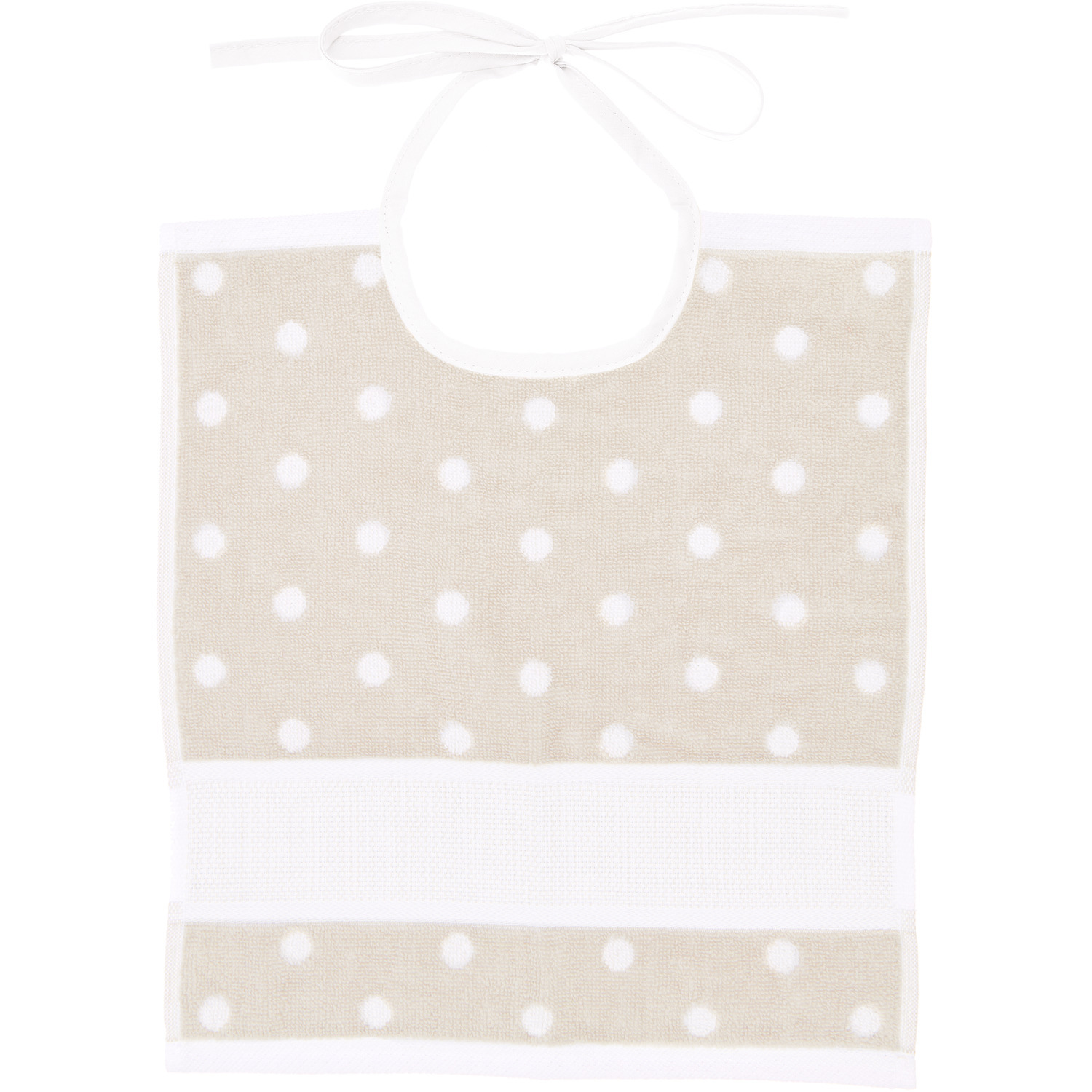 Lätzchen mit Punkten, beige, 30x34cm, GOTS-zertifiziert, von Rico Design. Ideal für Babys.