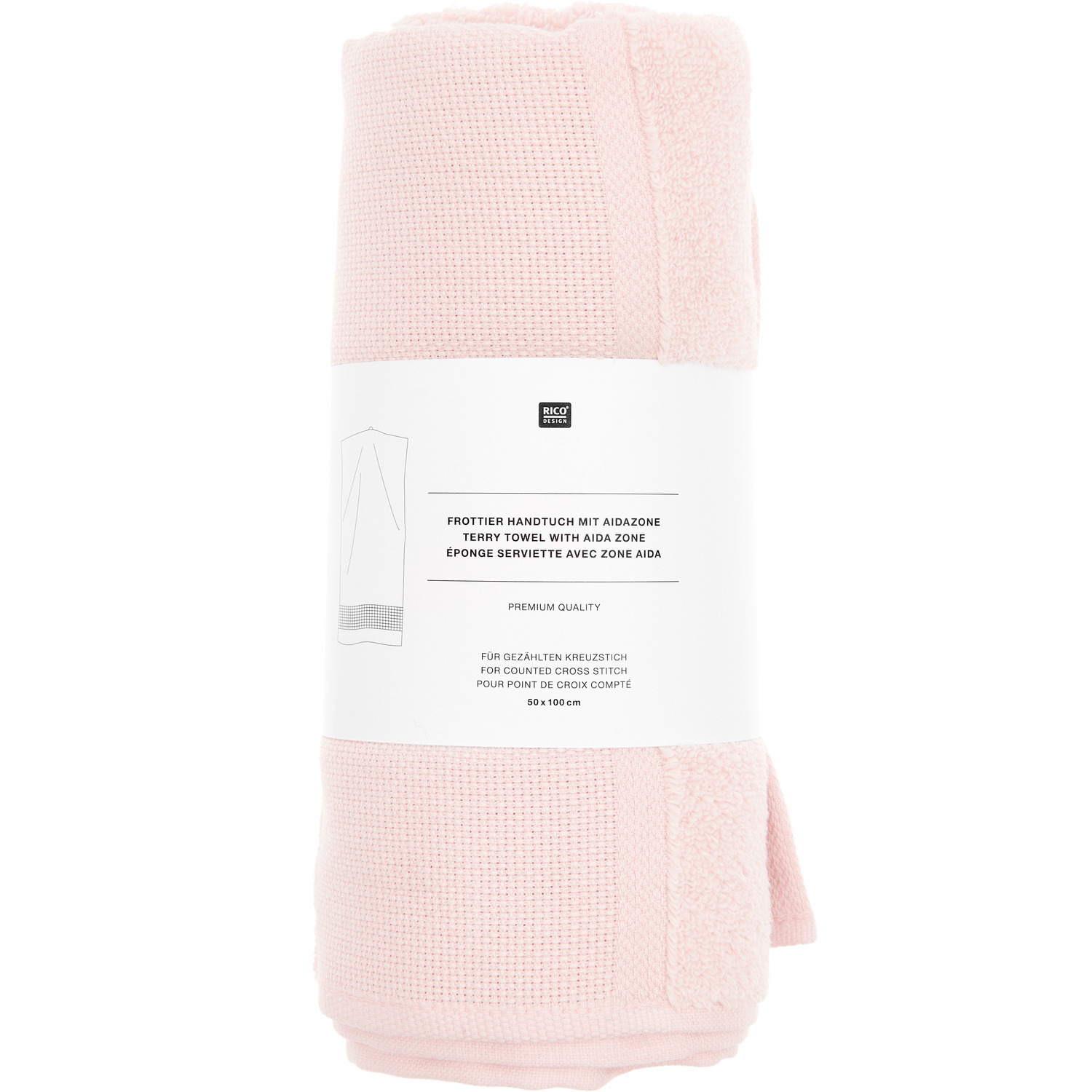 Serviette de bain 50x100cm, GOTS Couleur Rose pastel from Rico Design Handtuch, 50x100cm, GOTS: Pastellrosa Handtuch von Rico Design, ideal für empfindliche Haut.