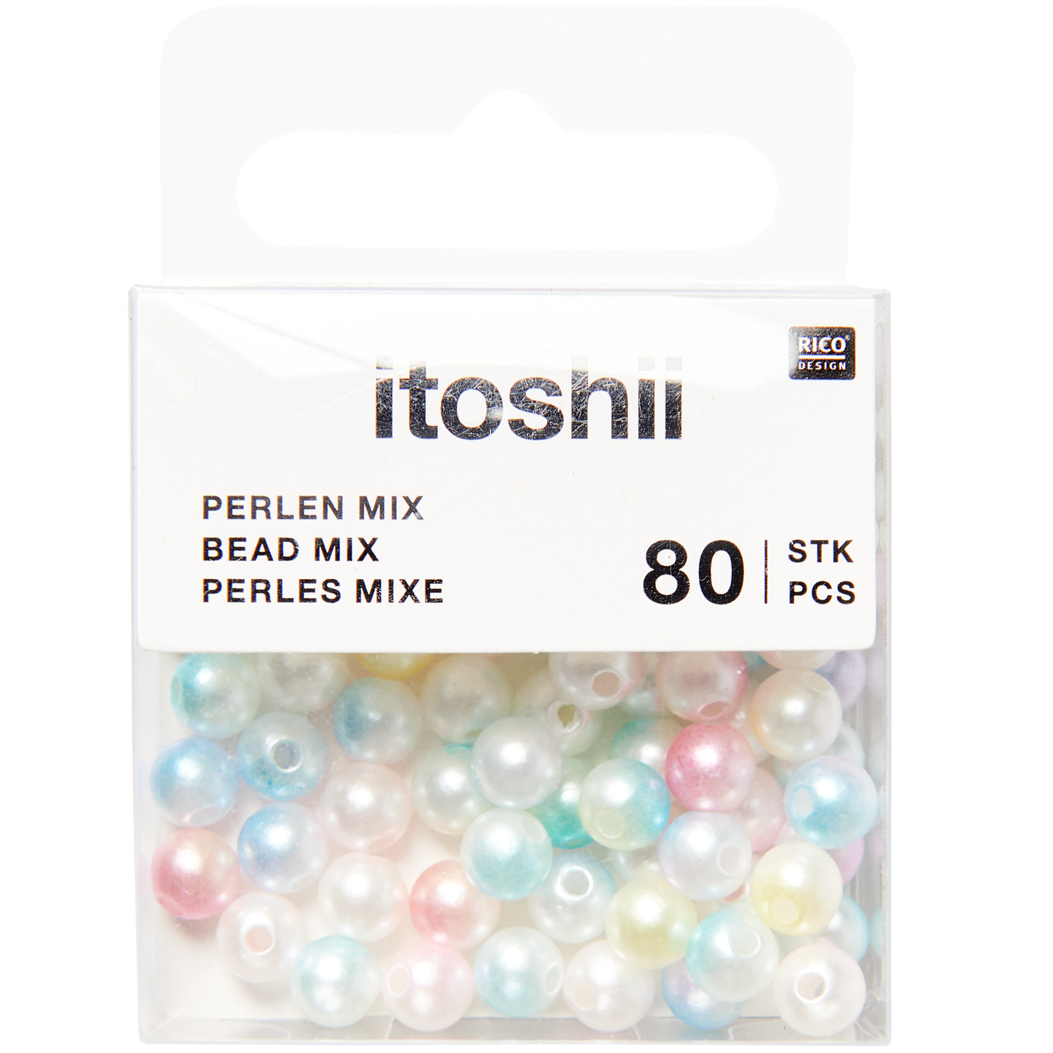 itoshii Kunststoffperlen Rainbow Pearl Mix Ø6mm 80 Stück von Rico Design