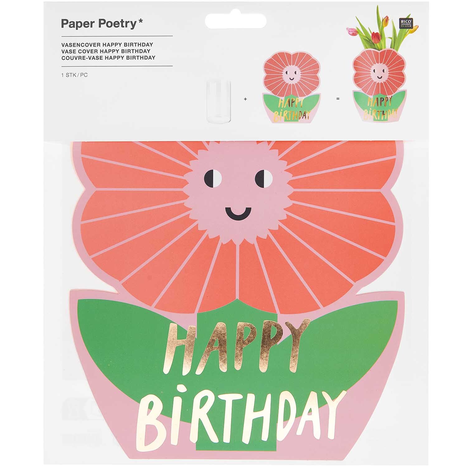 Paper Poetry Vasencover Happy Birthday 19x23cm von Rico Design