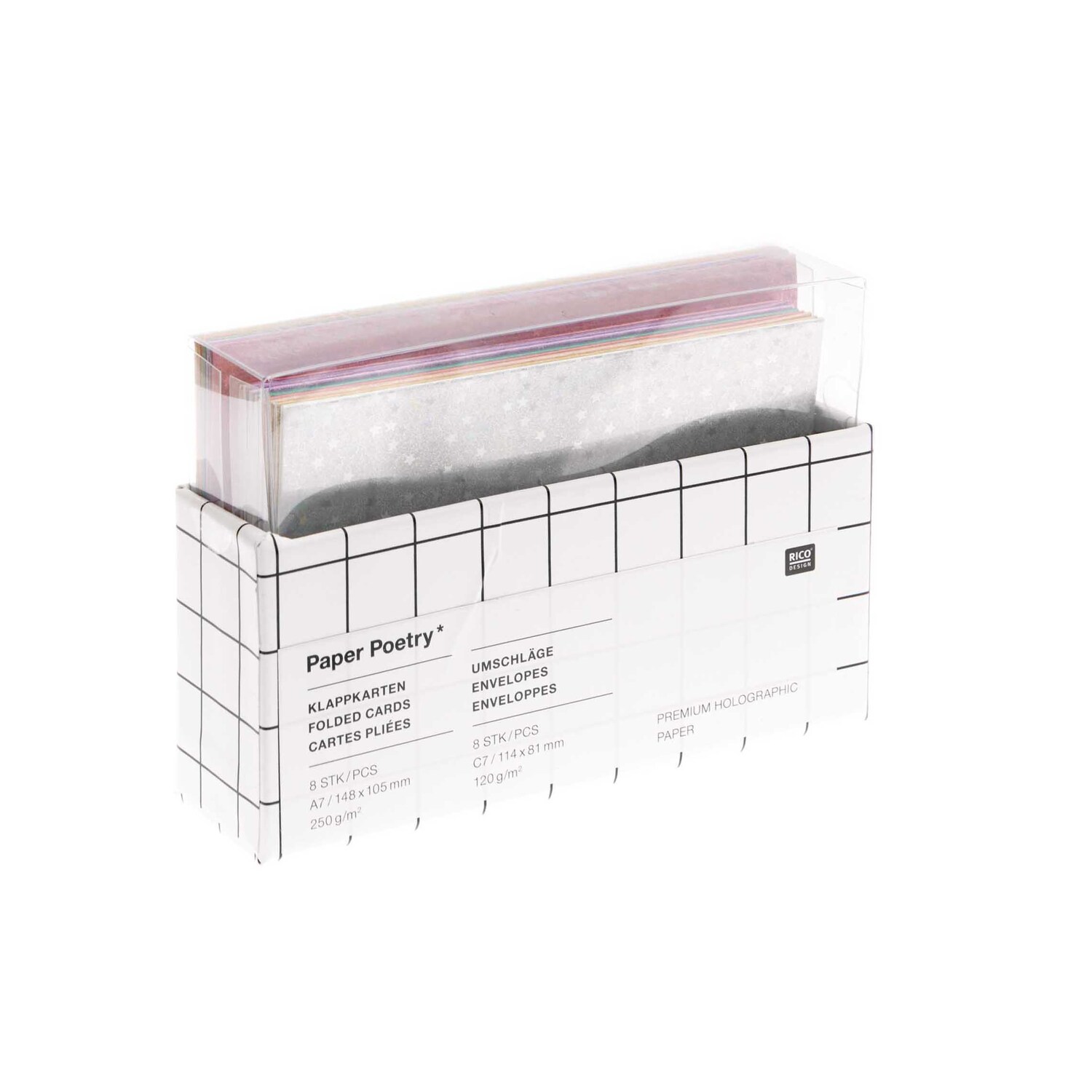 Paper Poetry Kartenset Sterne rainbow A7/C7 16-teilig von Rico Design