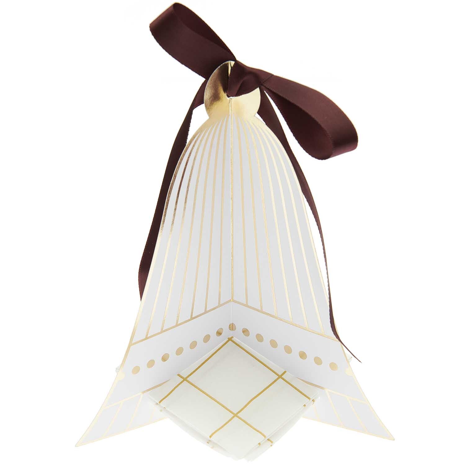 Paper Poetry Serviettenhalter Glocke 18,3x17cm 6 Stück von Rico Design Paper Poetry Serviettenhalter Glocke mit goldenen Akzenten und brauner Schleife von Rico Design. Ideal für festliche Tischdekorationen.