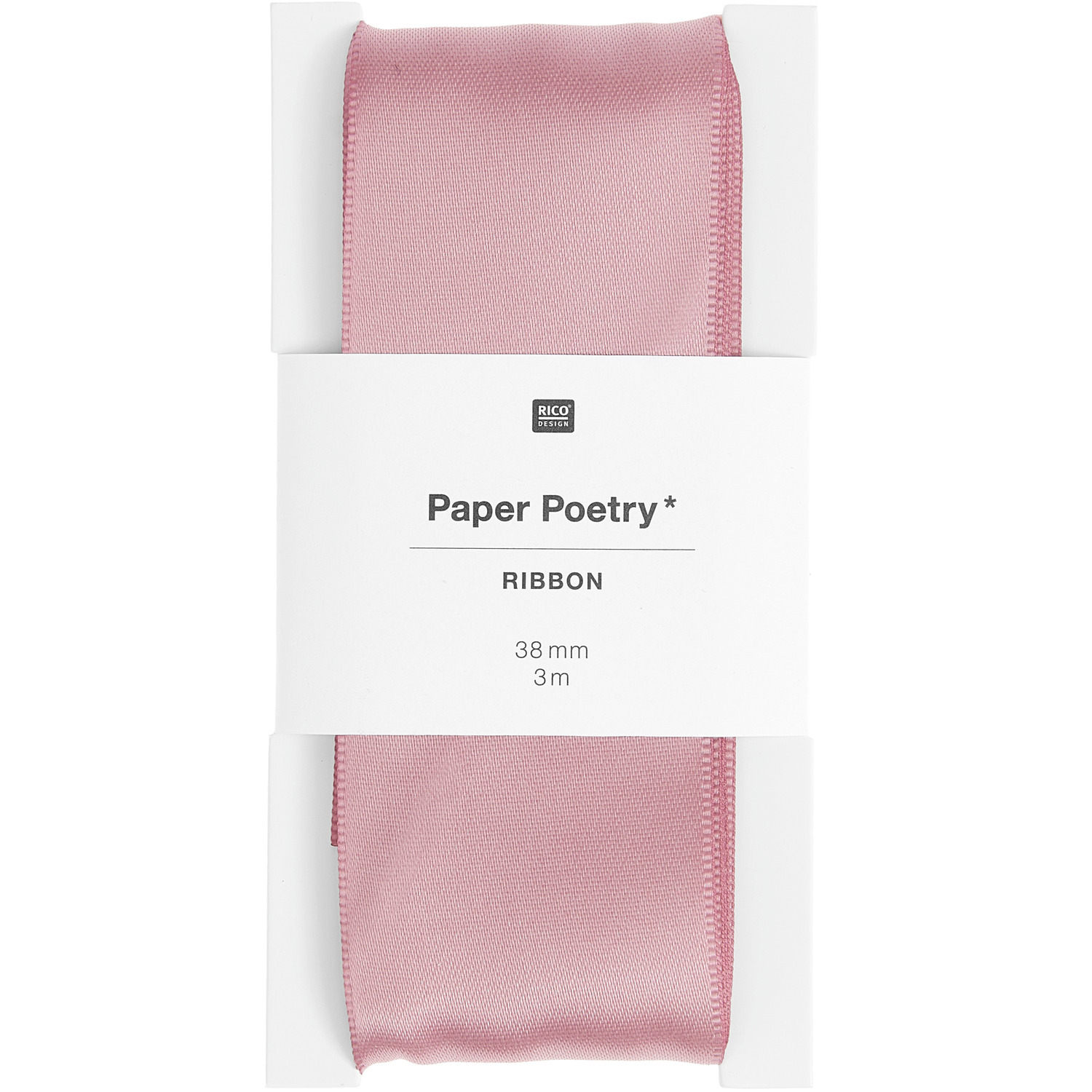 Paper Poetry Satinband 38mm 3m Farbe Rosa Mauve von Rico Design Paper Poetry Satinband in Rosa Mauve, 38mm breit, 3m lang, von Rico Design, elegant und vielseitig.