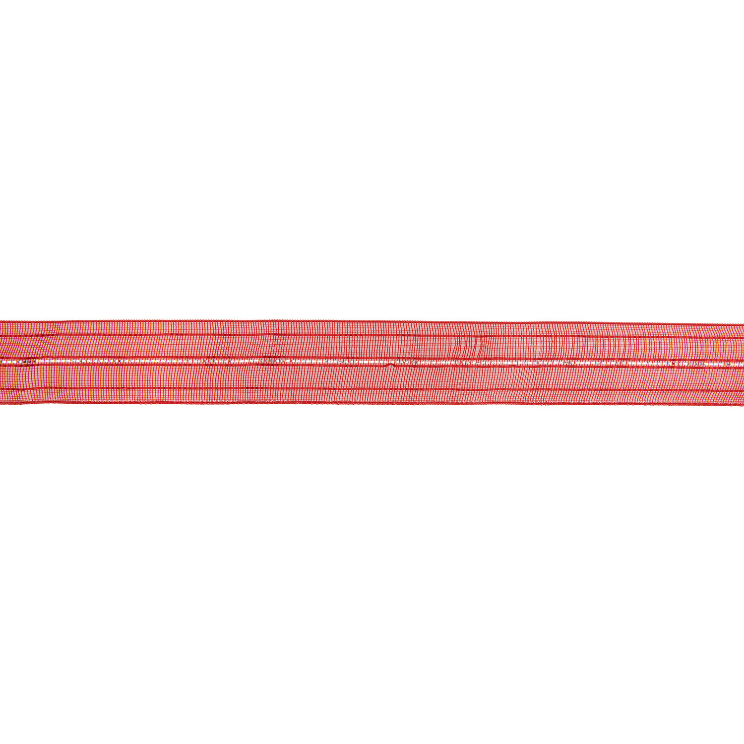 Organzaband Rot/Silber Grob von Rico Design, 16mm breit, 3m lang. Ideal für Dekorationen und Geschenkverpackungen.