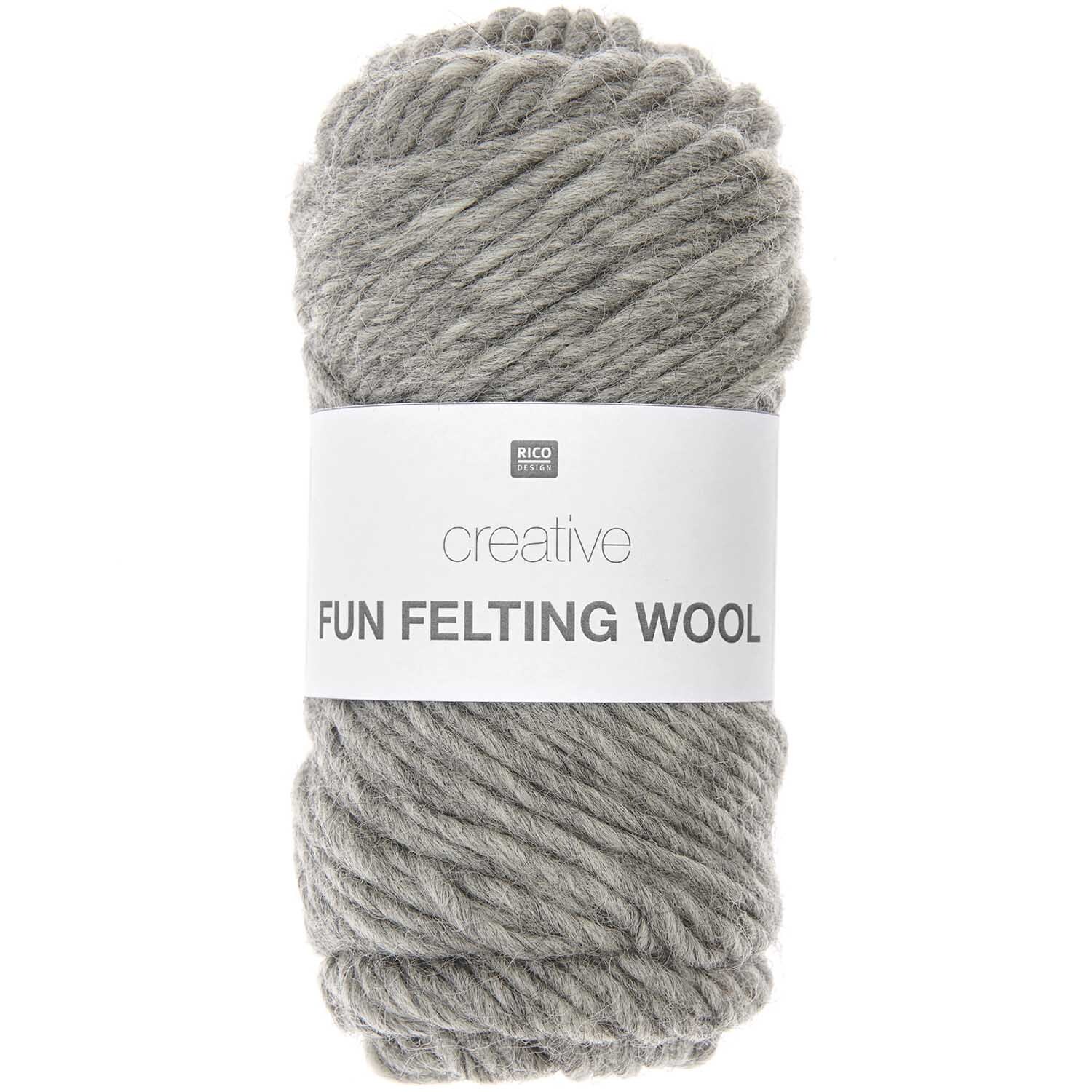 Creative Fun Felting Wool von Rico Design in Grau, 50g 50m, ideal für Filzprojekte.