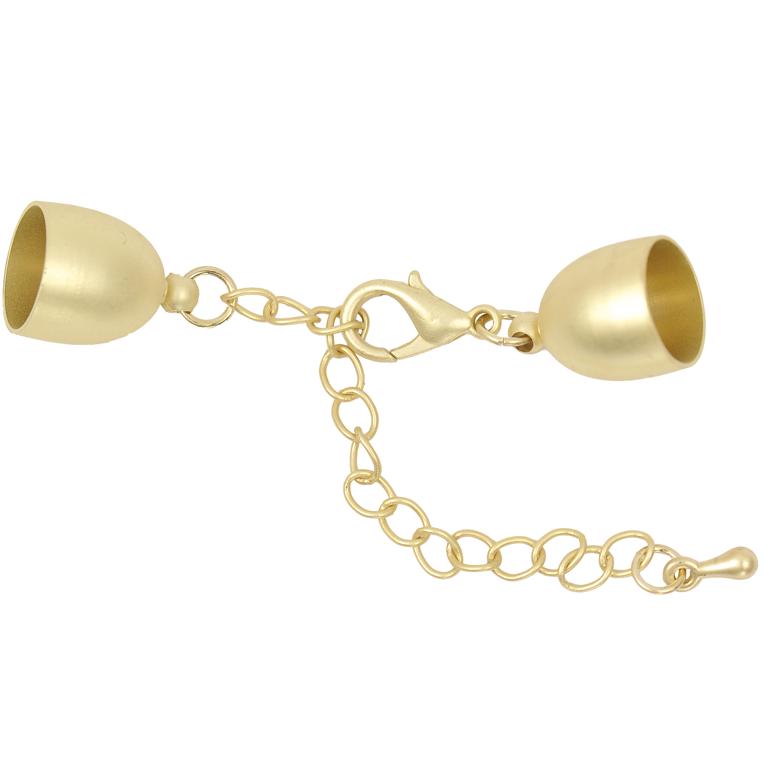 Endkappe gold matt 12mm von Rico Design, zeigt eine elegante goldene Kette mit Verschluss.