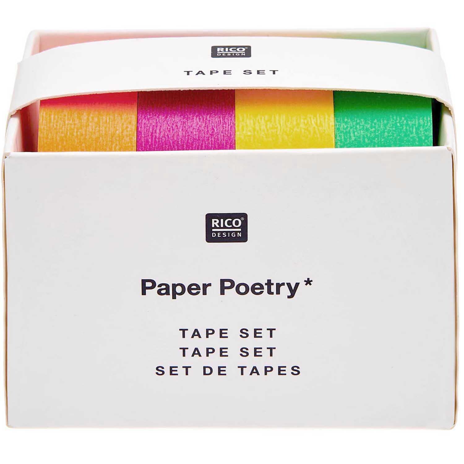 Paper Poetry Tape Set Neon klassisch 15mm 10m 4-teilig von Rico Design