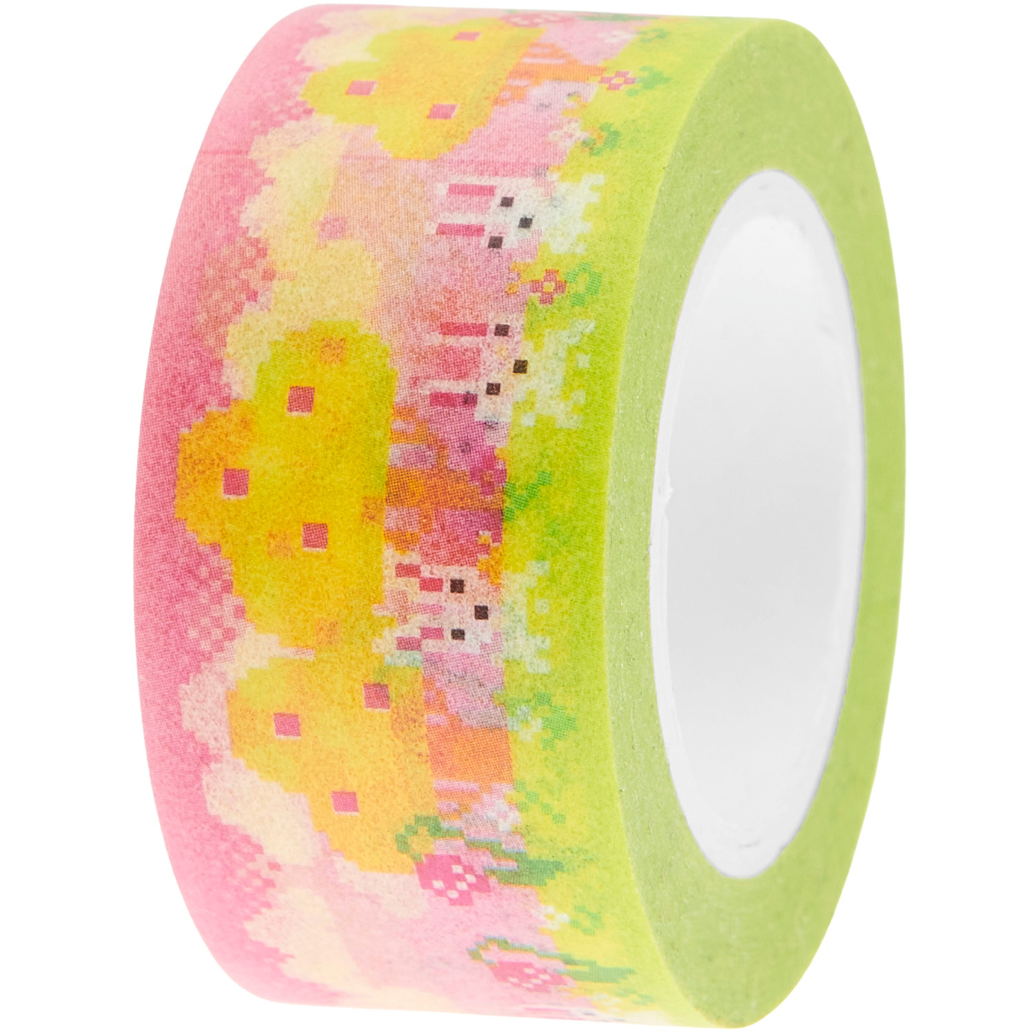 Paper Poetry Tape Landscape rosa mit buntem Landschaftsmuster von Rico Design, 2cm x 10m.