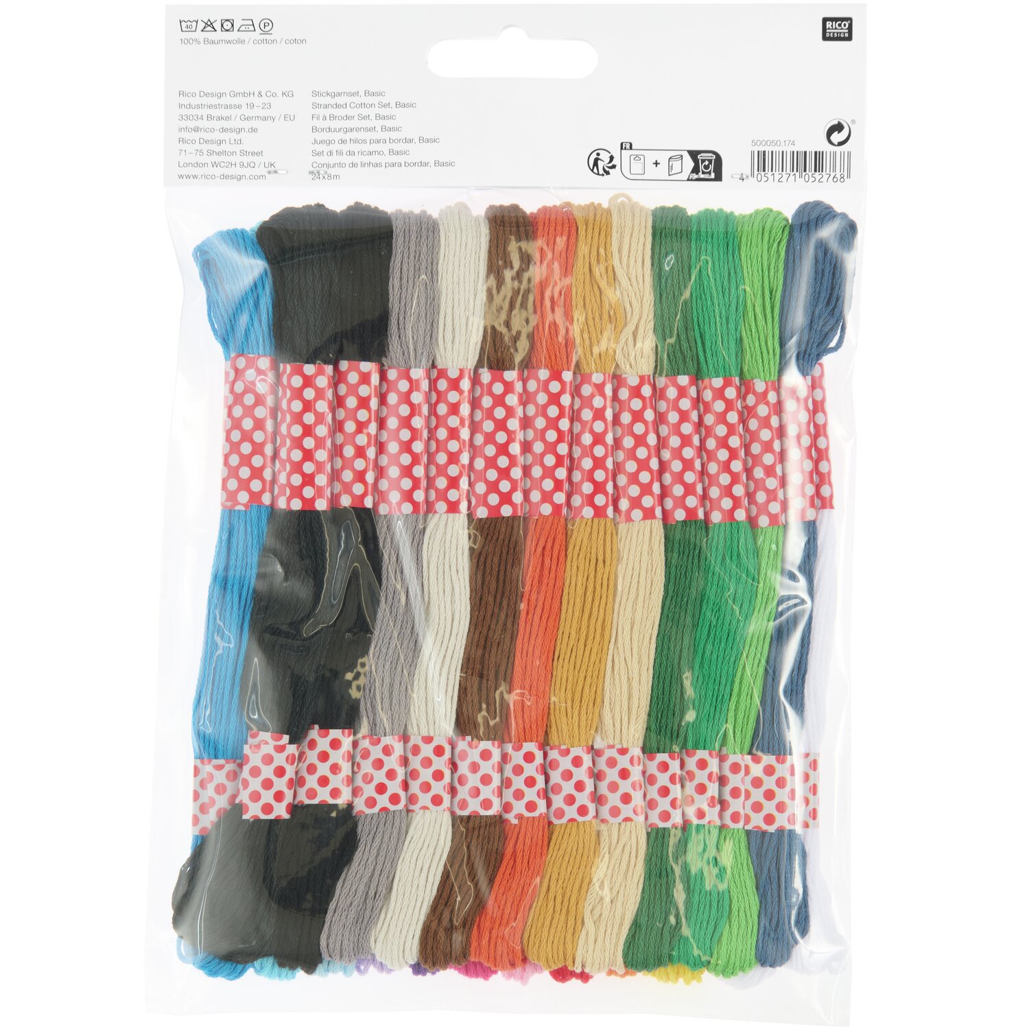 Set de fils à broder Basic 24 pièces 24-teilig from Rico Design Stickgarn Set Basic, 24-teilig von Rico Design. Mehrfarbige Stickgarne in einer transparenten Verpackung. Ideal für kreative Nähprojekte.
