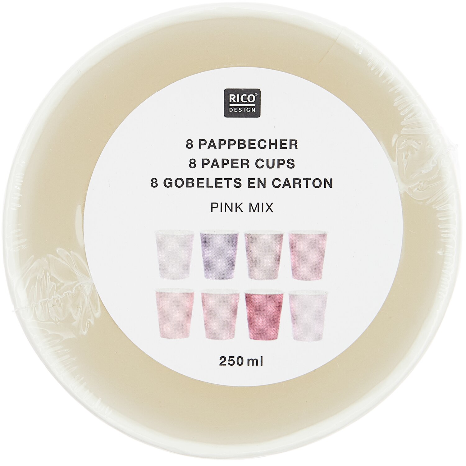 Pappbecher Mix Rosa 250ml 8 Stück von Rico Design Pappbecher Mix Rosa von Rico Design, 8 Stück, 250ml. Verschiedene Rosatöne auf der Verpackung.