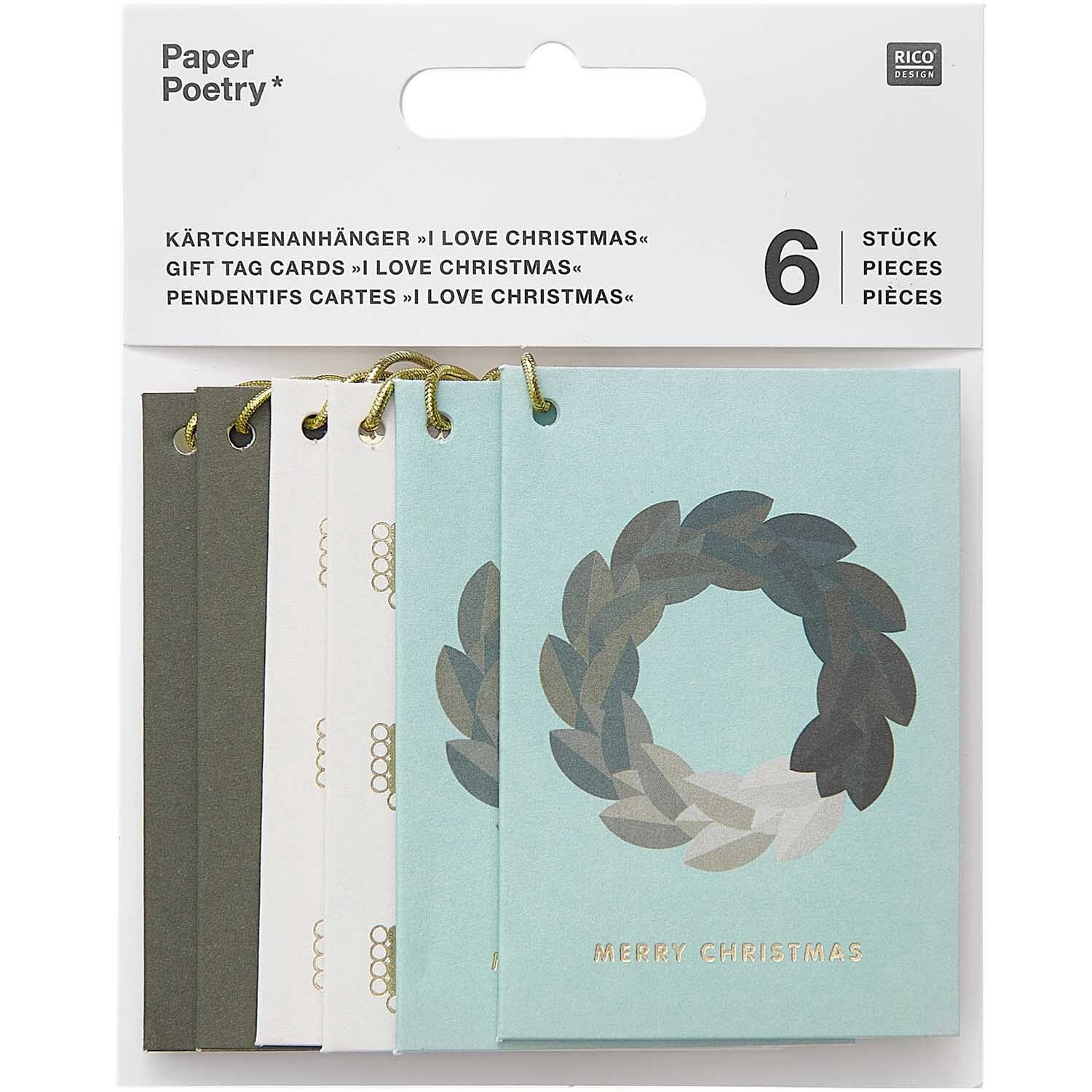 Paper Poetry Kärtchenanhänger Christmas grün 6 Stück von Rico Design