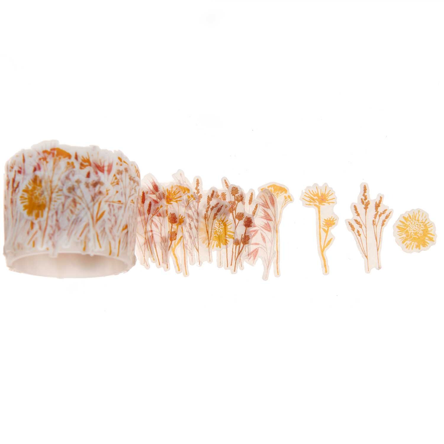 Washi Sticker Trockenblumen 200 Stück von Rico Design zeigen zarte Blumenmotive in warmen Tönen. Ideal für kreative Projekte und Dekorationen.